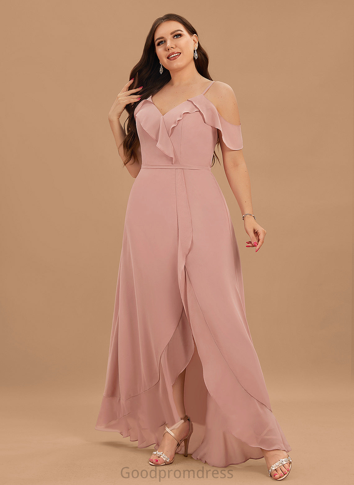 Haven Chiffon A-line V-Neck Dresses Formal Dresses