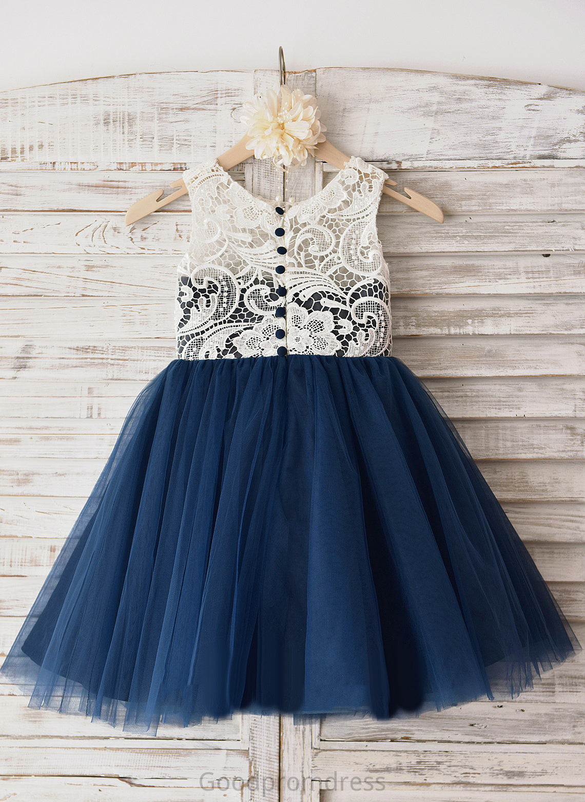 Sleeveless Tulle Lace Girl Dress With Knee-length A-Line - Lucy Flower Flower Girl Dresses Scoop Neck