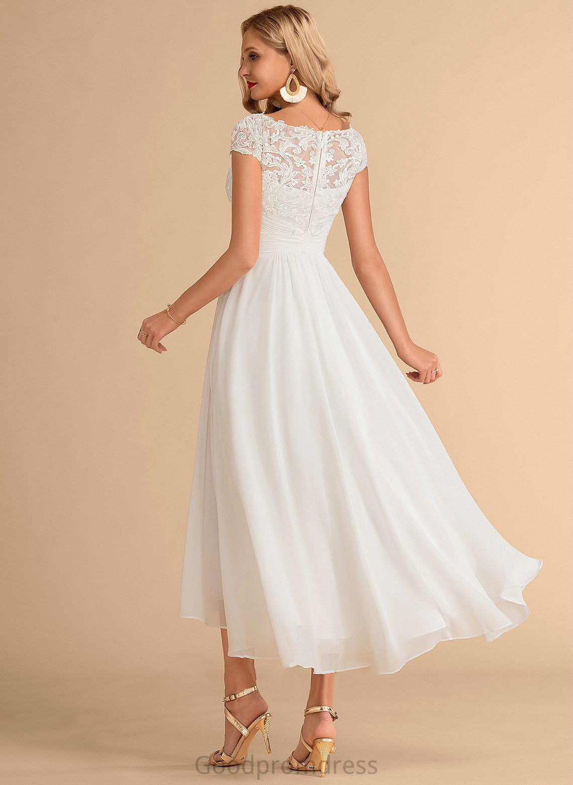 Asymmetrical Philippa A-Line Chiffon Dress Wedding Dresses Neck Wedding Scoop