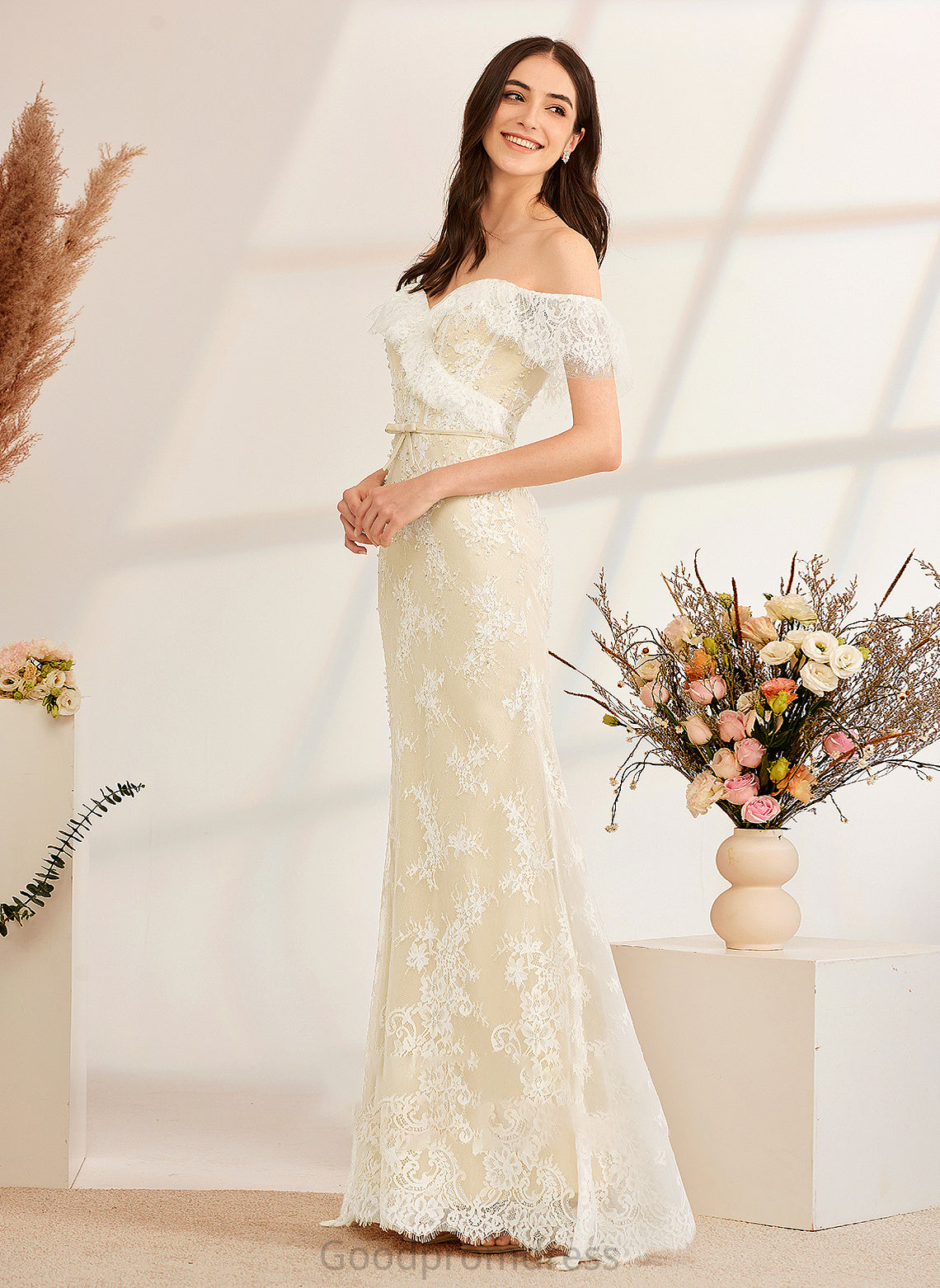 Dress Off-the-Shoulder With Sequins Amy Trumpet/Mermaid Beading Floor-Length Wedding Wedding Dresses