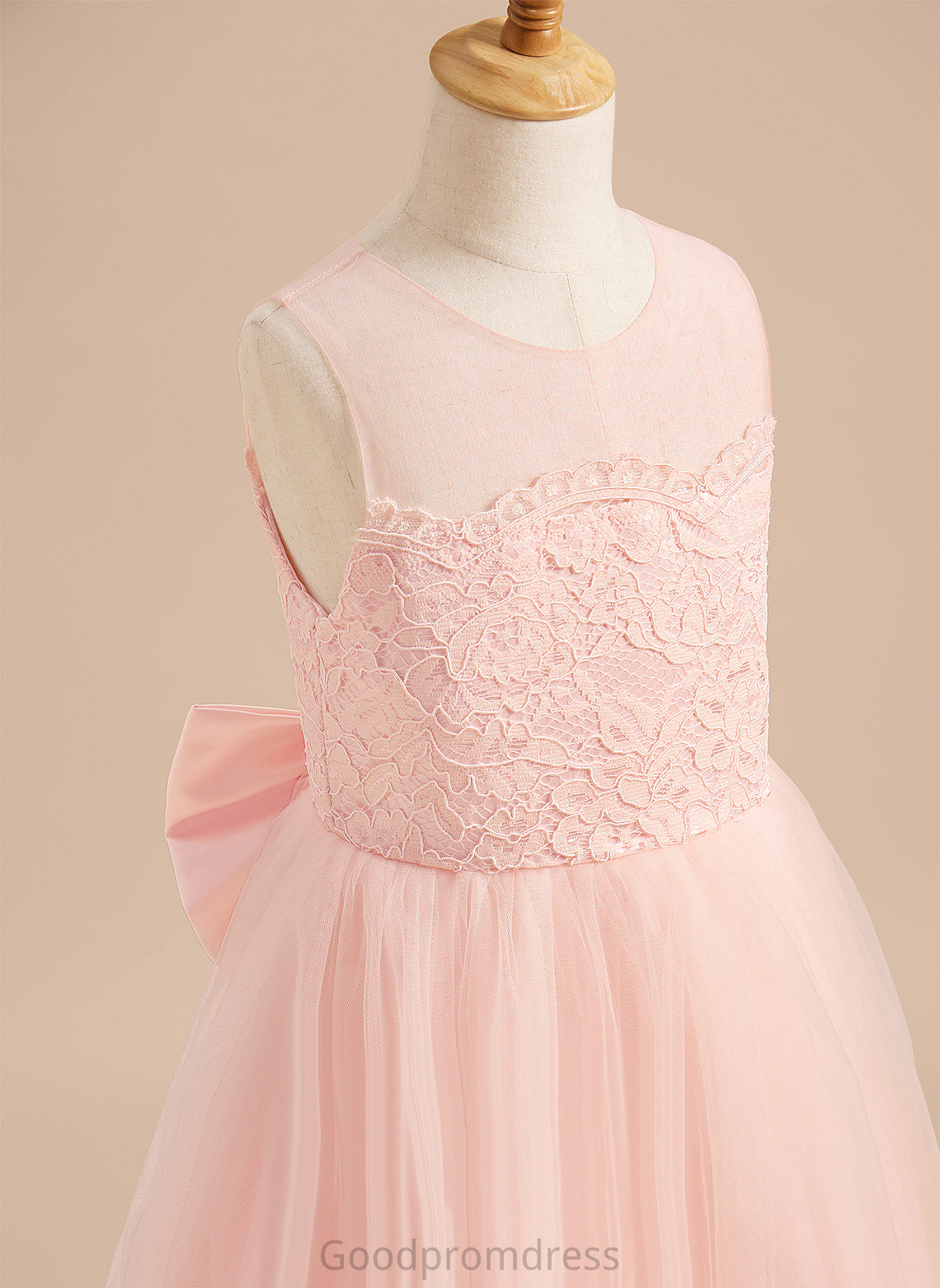 Sleeveless Dress - Lace/Bow(s) Girl Tulle Hillary A-Line Scoop With Flower Girl Dresses Floor-length Neck Flower