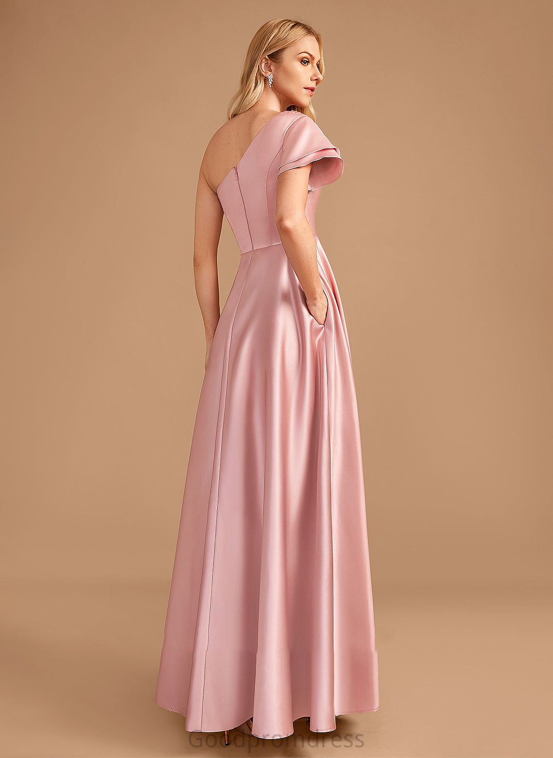 Neckline Fabric Floor-Length Embellishment Silhouette SplitFront Length One-Shoulder A-Line Catalina Floor Length Sleeveless Bridesmaid Dresses