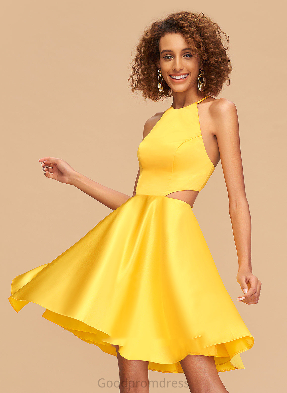 Homecoming Satin A-Line Short/Mini Homecoming Dresses Dress Scoop Neck Michaela