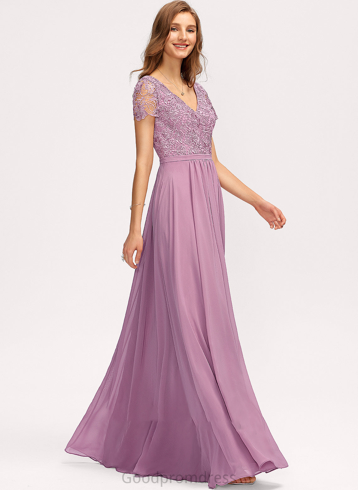 Silhouette Embellishment SplitFront Floor-Length V-neck A-Line Fabric Length Neckline Luz Sleeveless Floor Length Bridesmaid Dresses