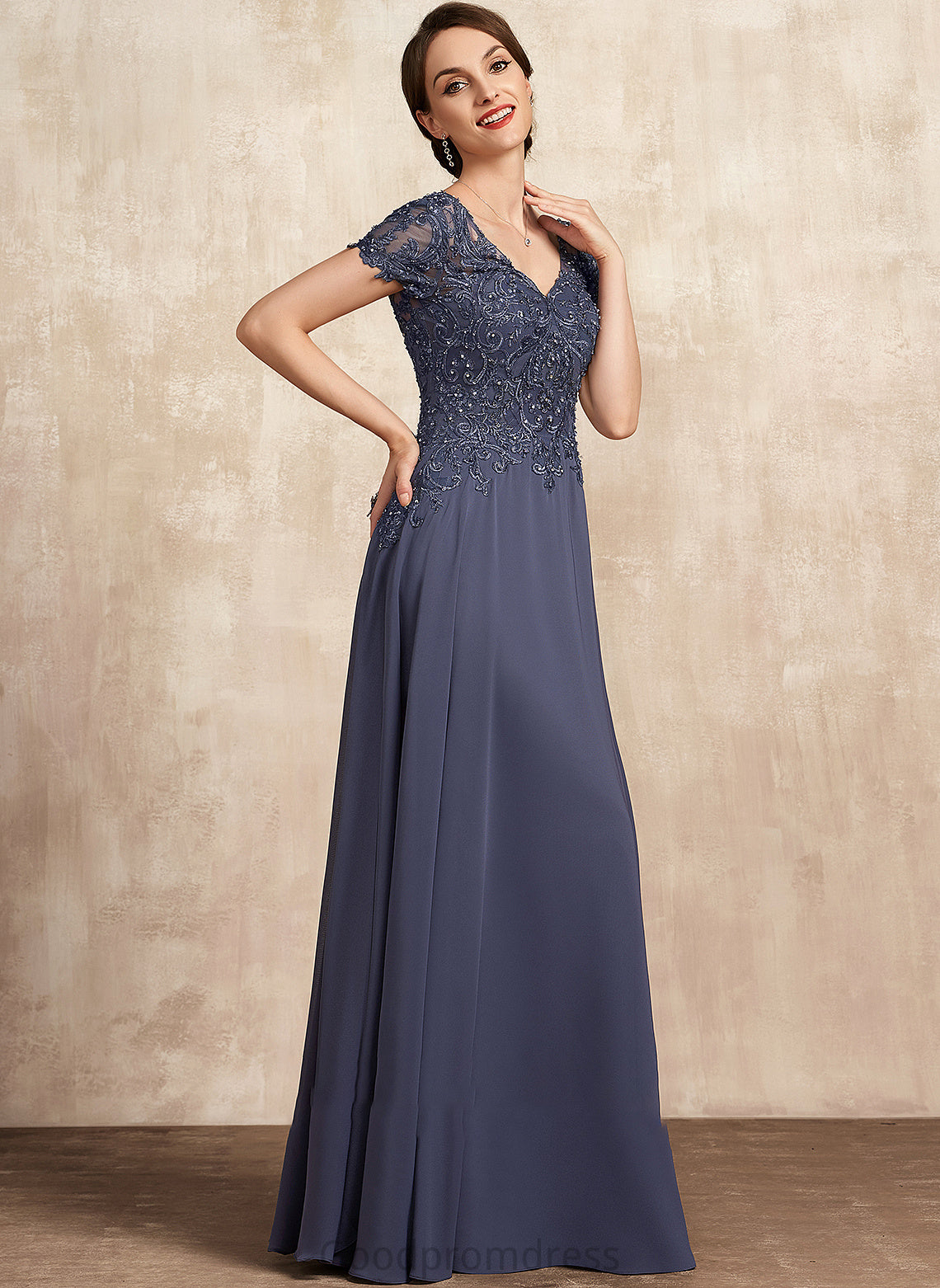 of V-neck Chiffon Sequins Dress Floor-Length the Bride A-Line Amani Lace With Mother of the Bride Dresses Beading Mother