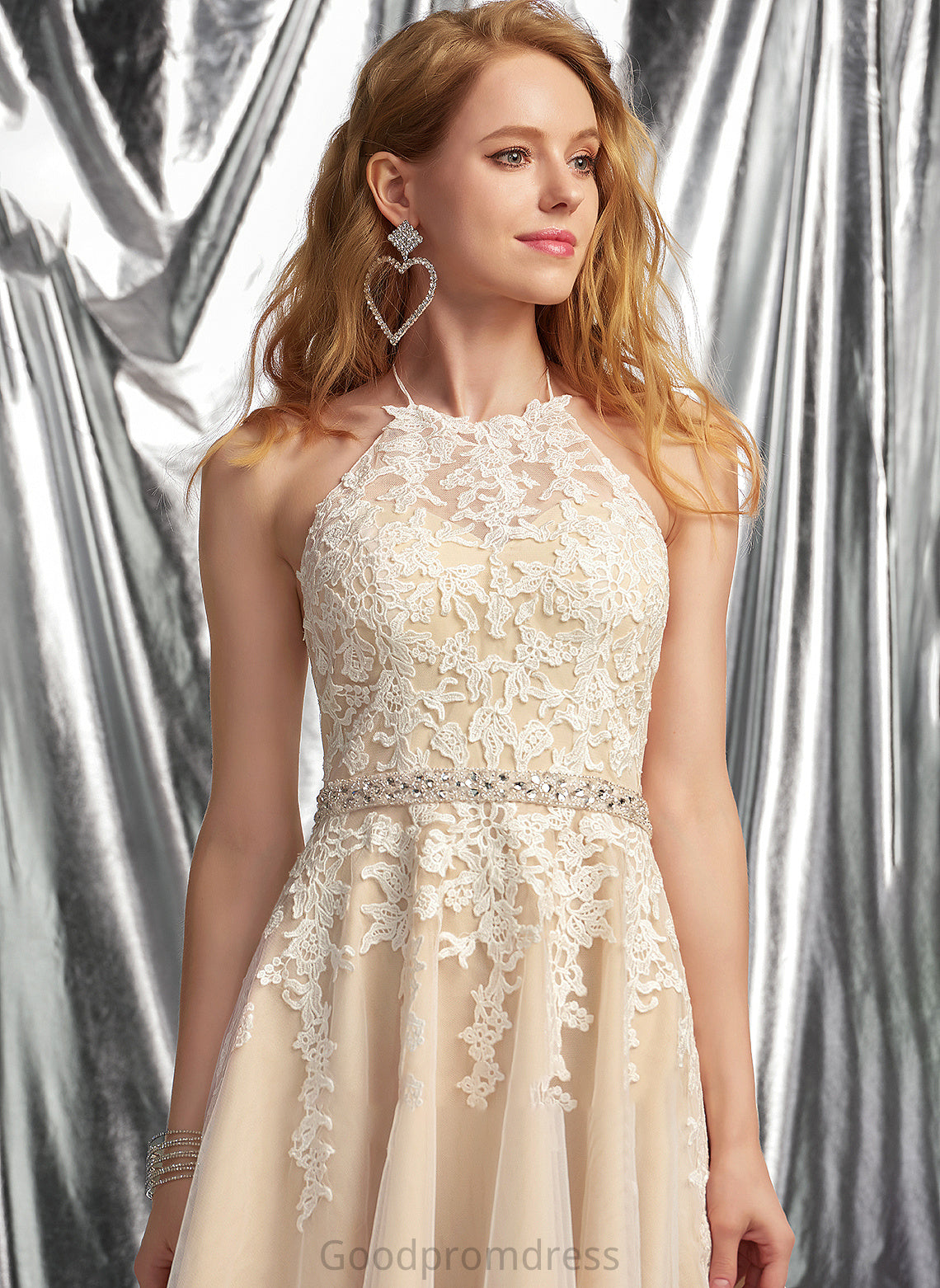 With Short/Mini Prom Dresses A-Line Halter Sequins Eliana Lace Beading Tulle