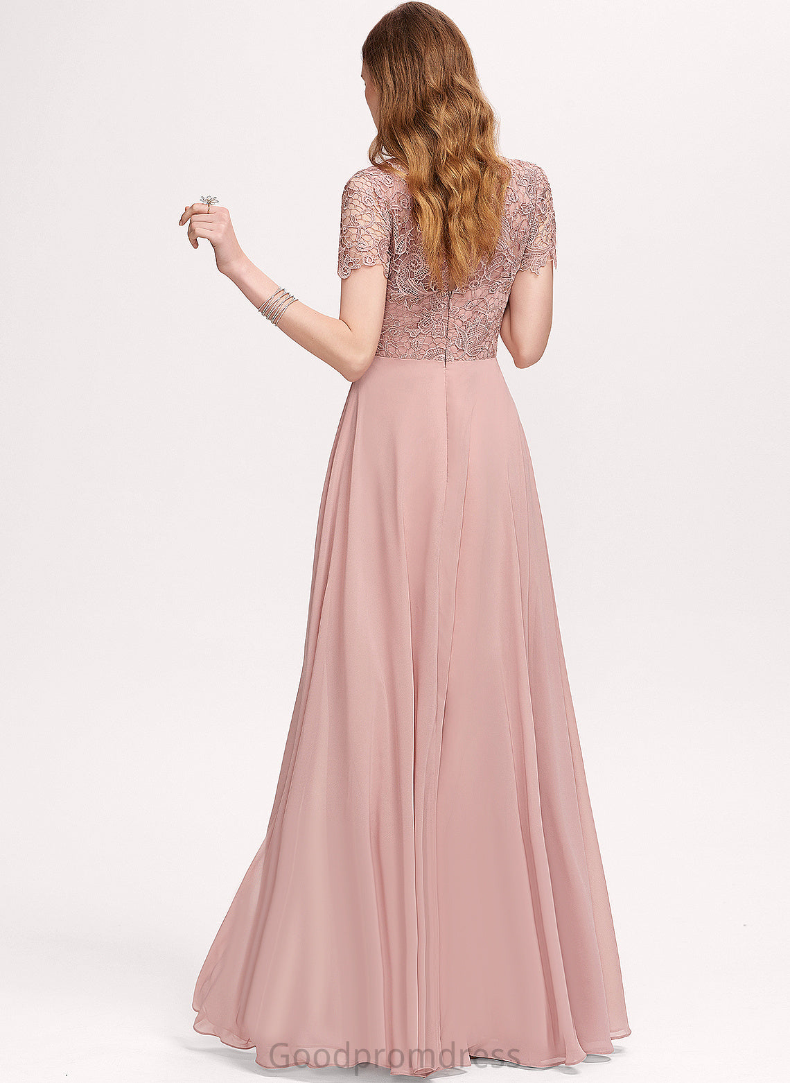 Floor-Length Scoop Prom Dresses Lace Braelyn Sequins Chiffon With A-Line