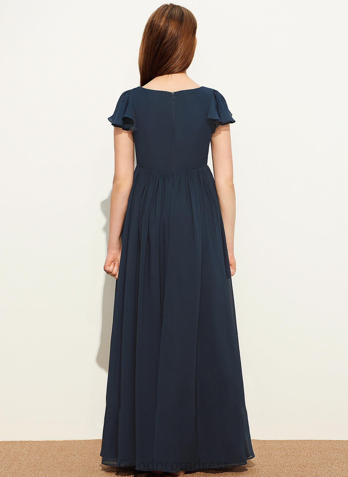 Junior Bridesmaid Dresses A-LineScoopNeckFloor-LengthChiffonJuniorBridesmaidDress#253684 Nylah