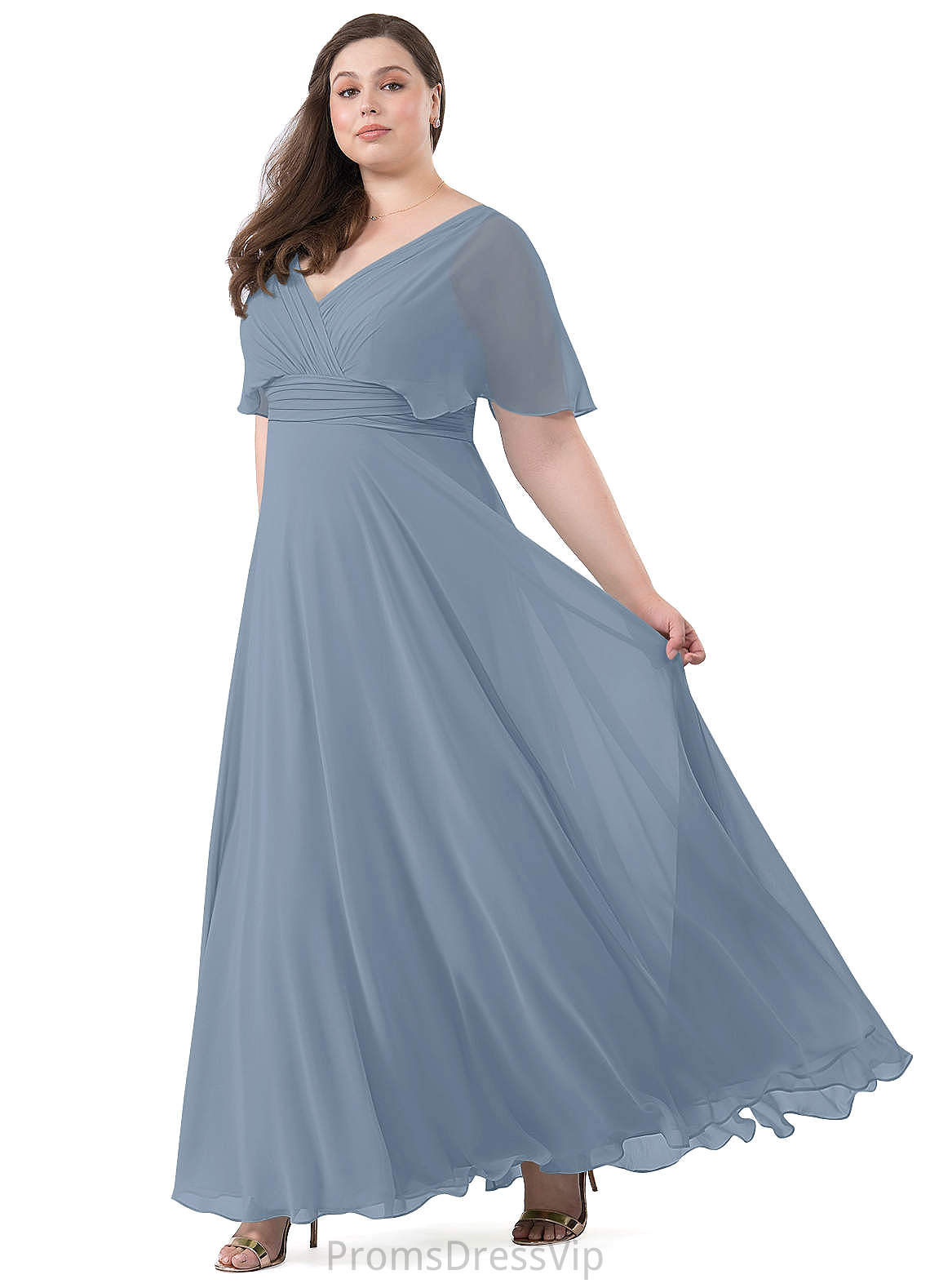 Una Sleeveless Halter Floor Length Natural Waist A-Line/Princess Bridesmaid Dresses