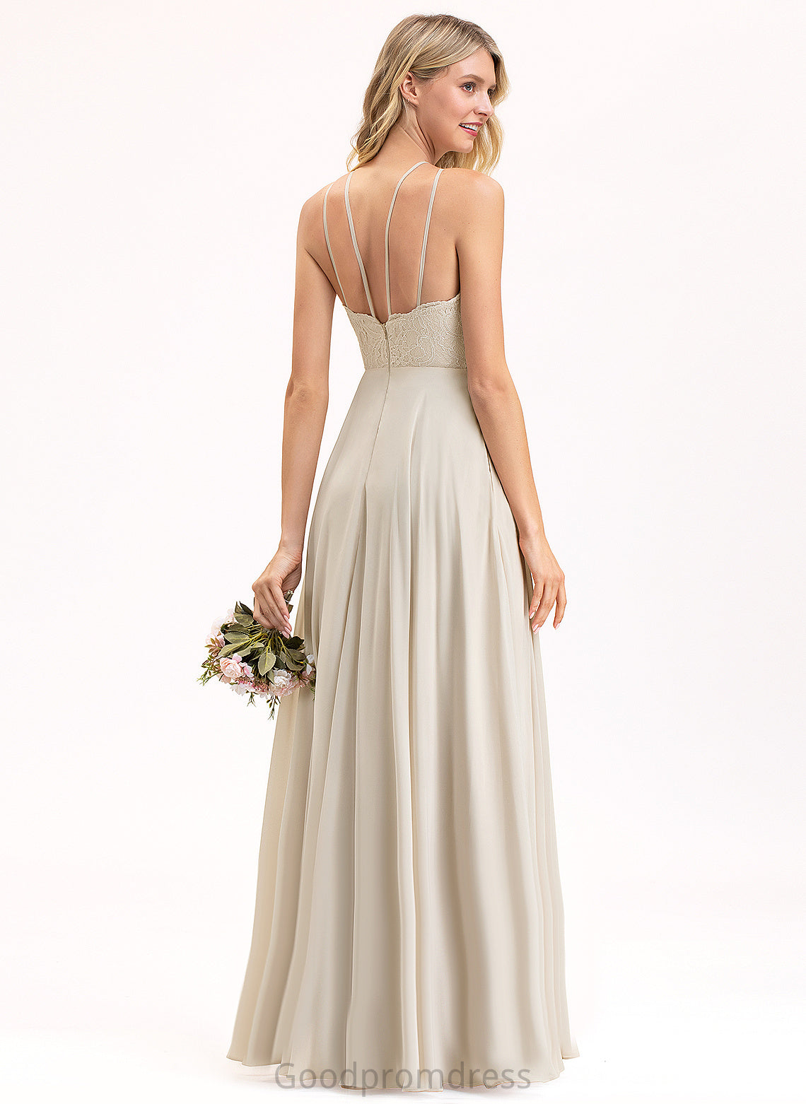 Silhouette Neckline Floor-Length Scoop Fabric A-Line Length Lace Straps&Sleeves Mayra Natural Waist Floor Length Bridesmaid Dresses