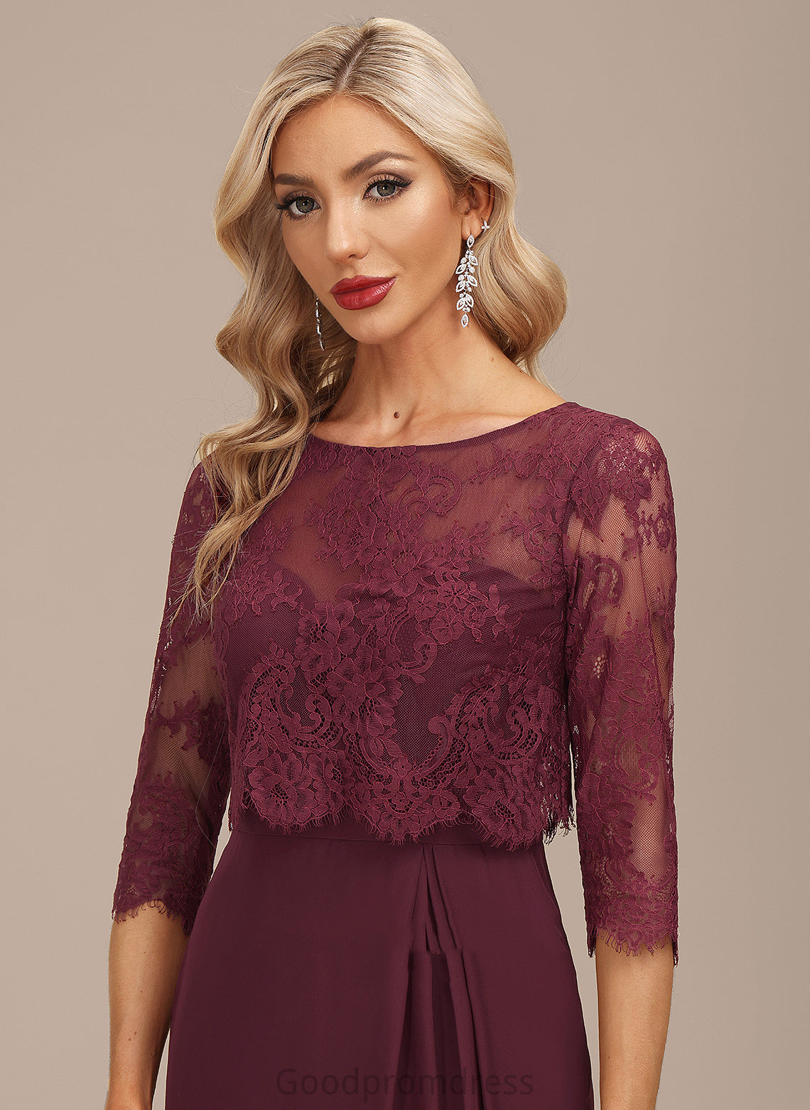 Ruffle Knee-Length Lace With Neck Cocktail Dress Chiffon Scoop Sheath/Column Cocktail Dresses Urania