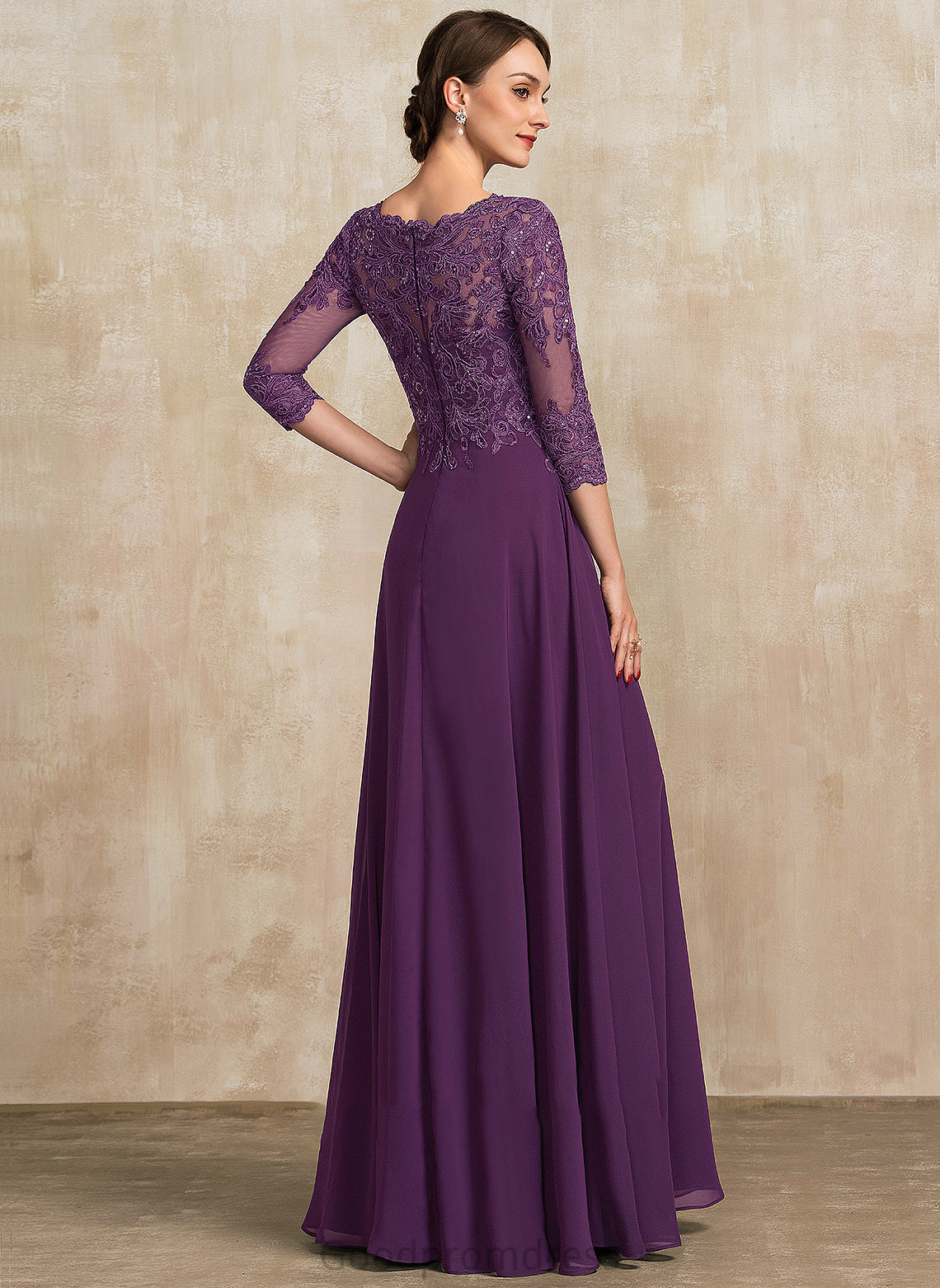 Bride Chiffon Sequins A-Line Mother of the Bride Dresses Lace Julianna With Mother Scoop the Floor-Length Dress of Neck