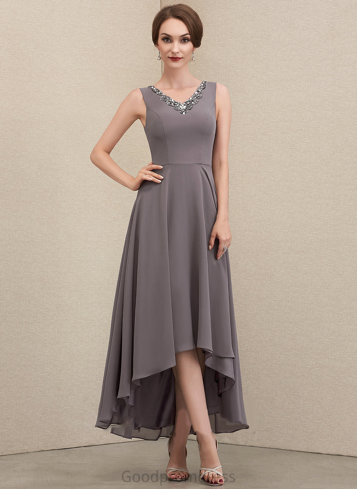 Beading Sequins Dress A-Line Anya the With Asymmetrical V-neck Bride of Mother Mother of the Bride Dresses Chiffon