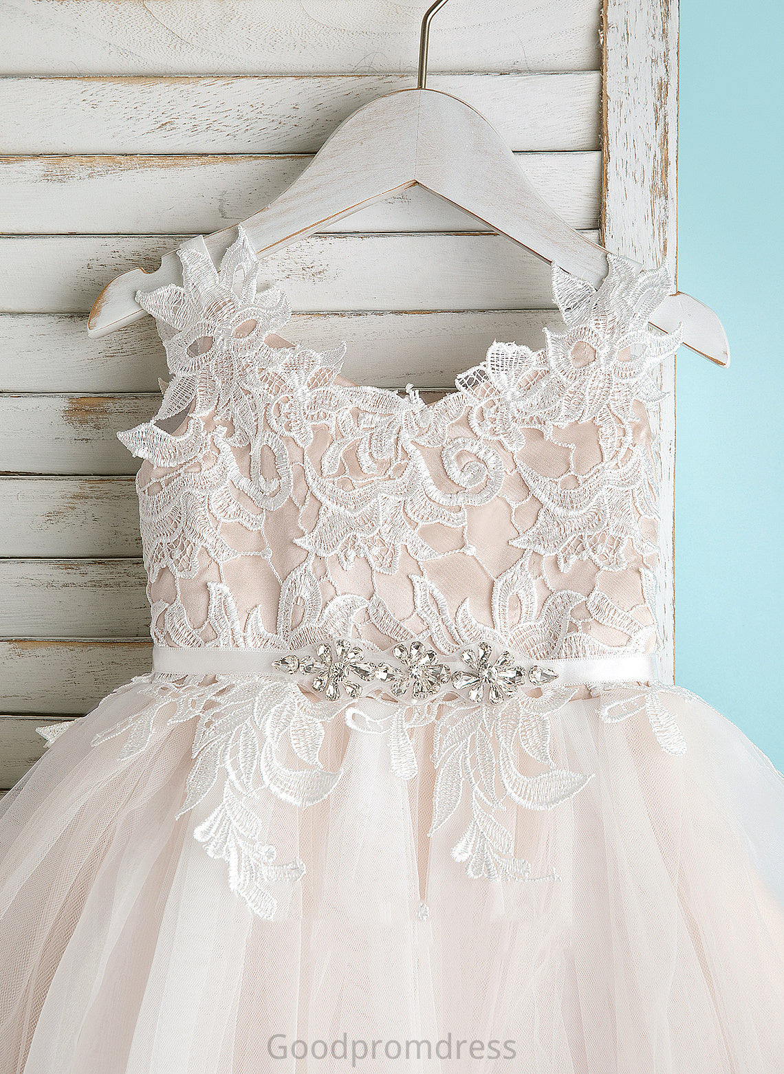 Flower Girl Dresses Dress V-neck/Straps Knee-length Flower Girl - Tulle/Lace Sleeveless A-Line Jaden