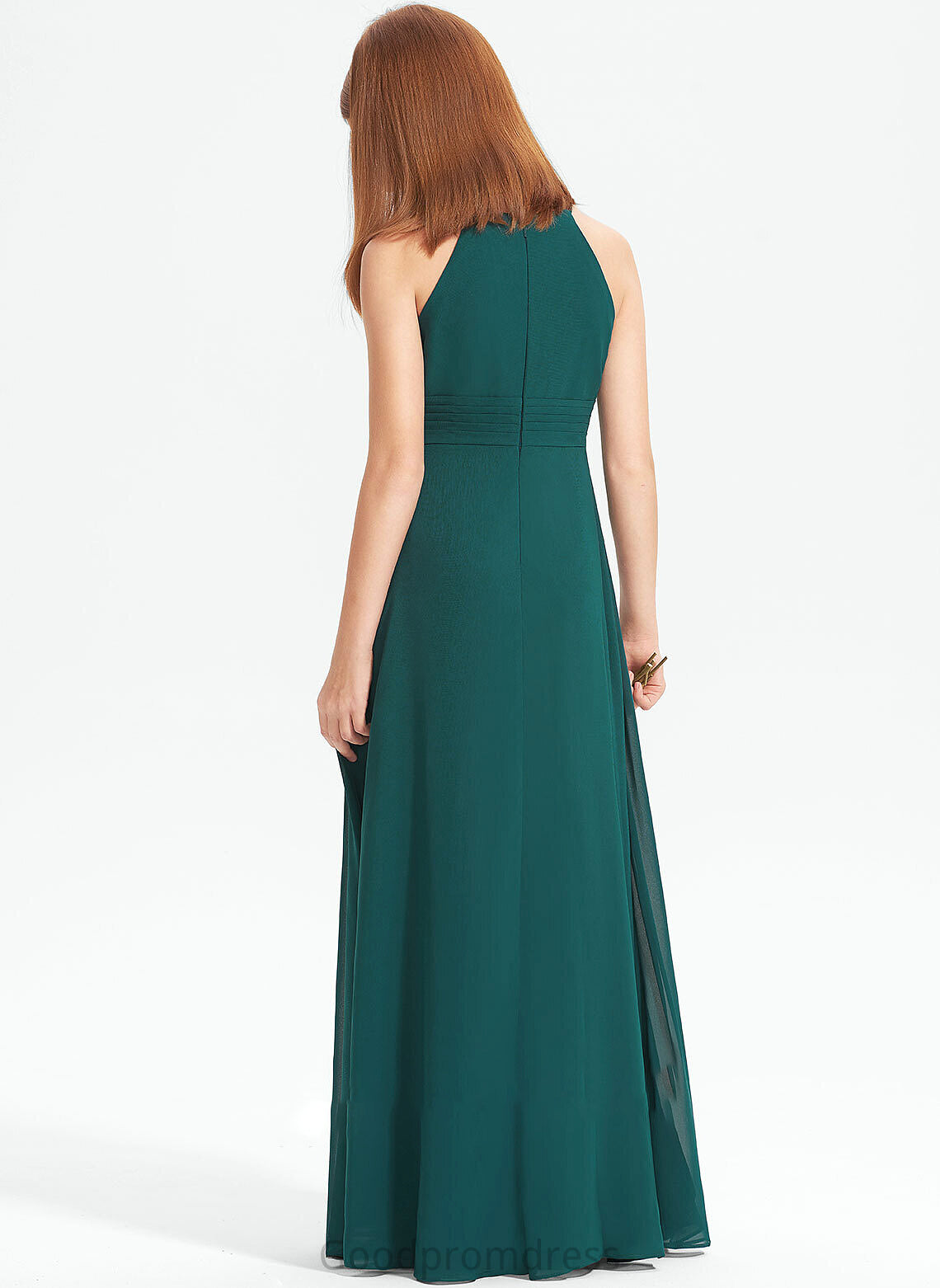 Floor-Length Scoop A-Line Junior Bridesmaid Dresses Ruffle With Chiffon Maddison Neck