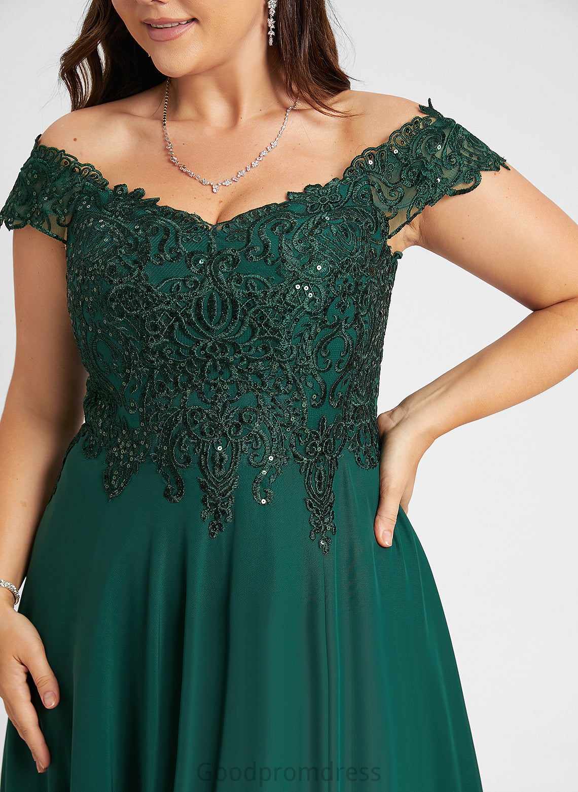 Sequins Chiffon Lace With Prom Dresses Off-the-Shoulder A-Line Train Setlla Sweep