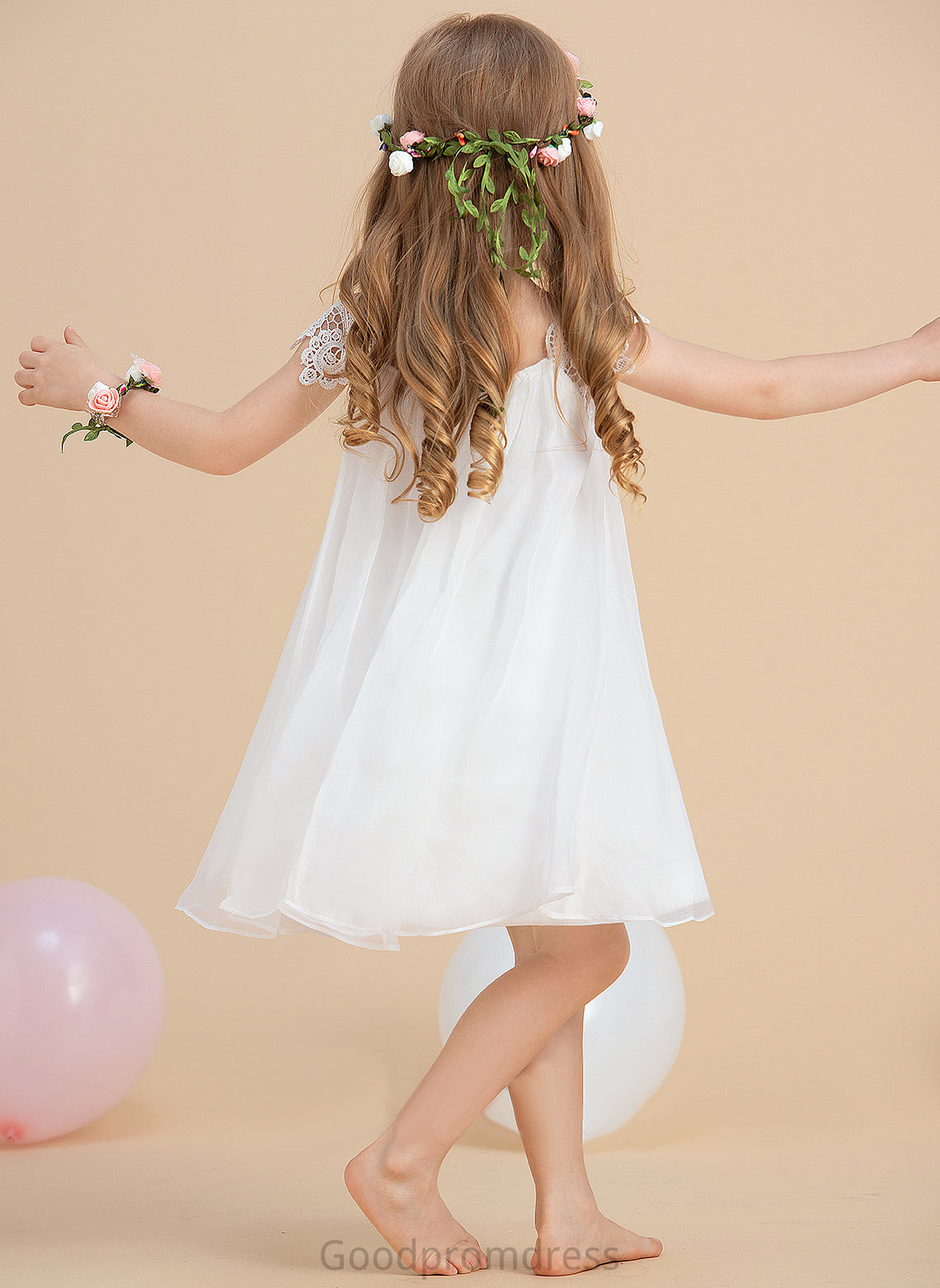 Scoop Neck Sleeveless Kelly Girl - Flower Girl Dresses Lace With Dress Flower Tea-length Chiffon A-Line/Princess