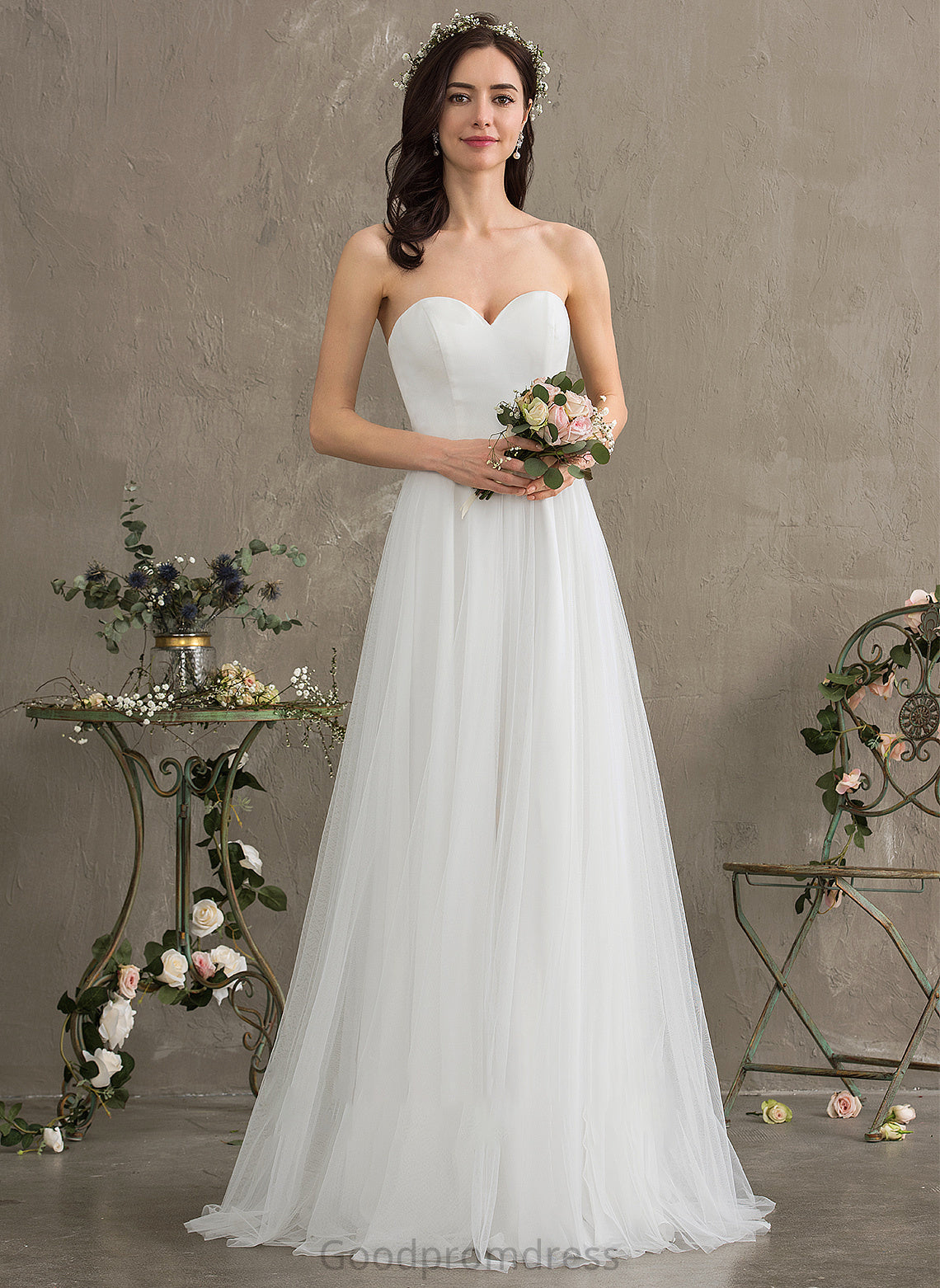 Sarahi Floor-Length Wedding Dresses A-Line Wedding Dress Tulle Sweetheart