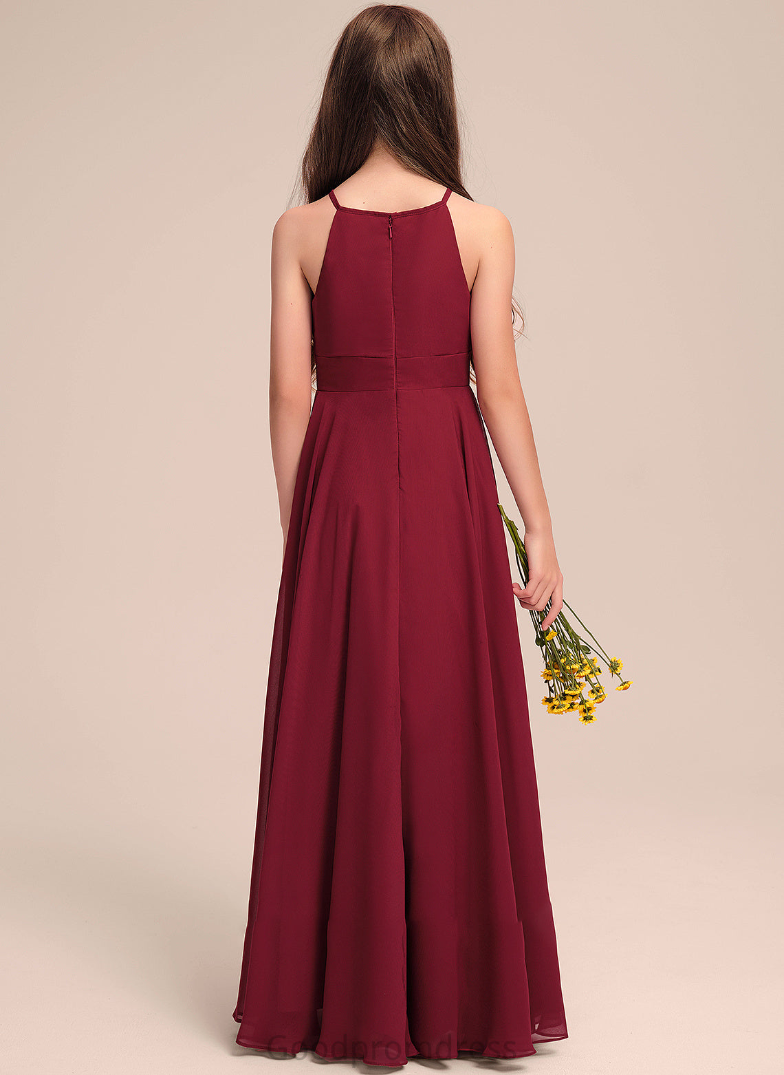 Neck Chiffon Hadley A-Line Junior Bridesmaid Dresses Floor-Length Scoop