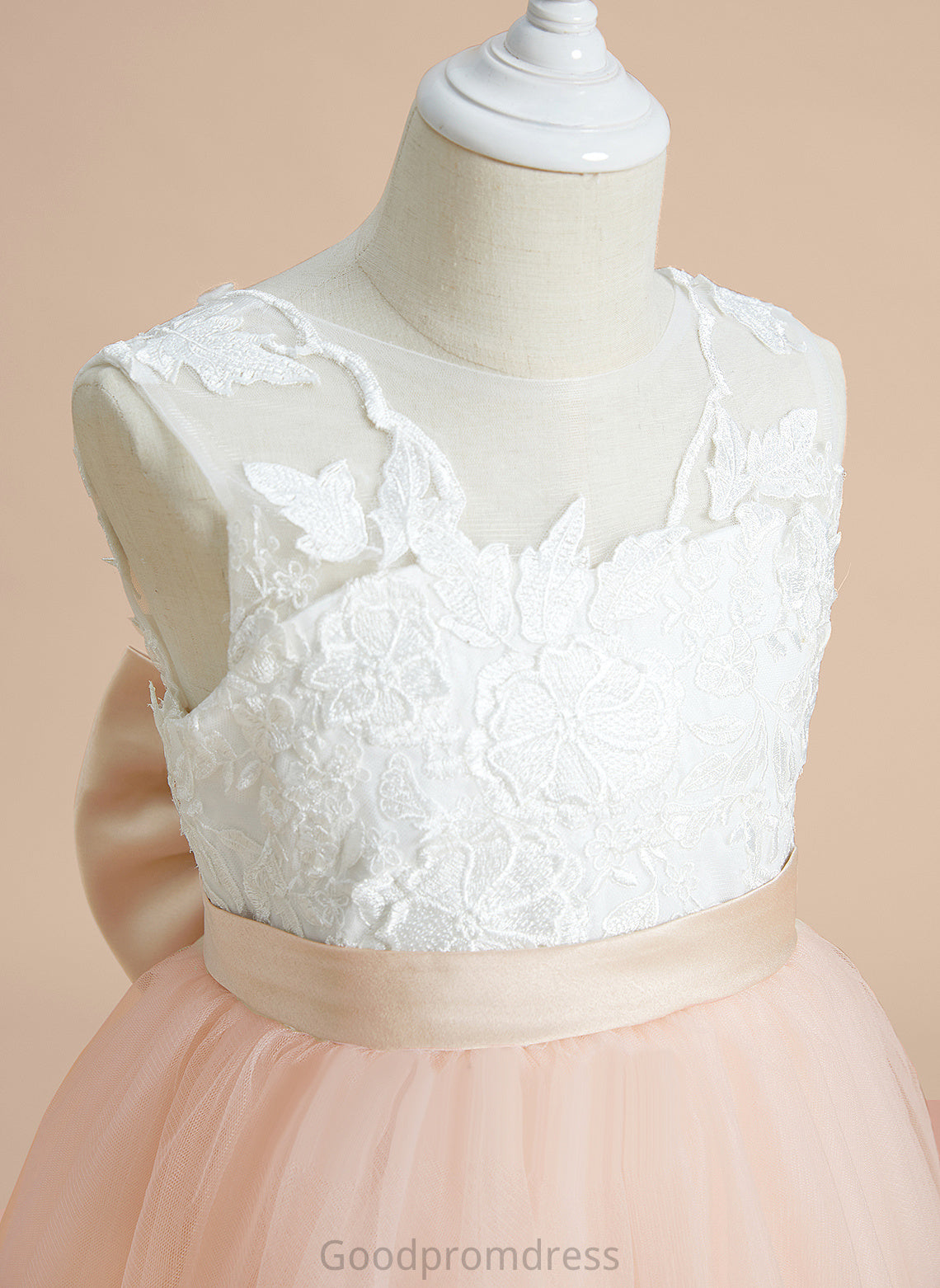 Dress Tulle/Lace Sleeveless Knee-length Neck Bow(s) Flower With - Flower Girl Dresses A-Line Isabelle Girl Scoop