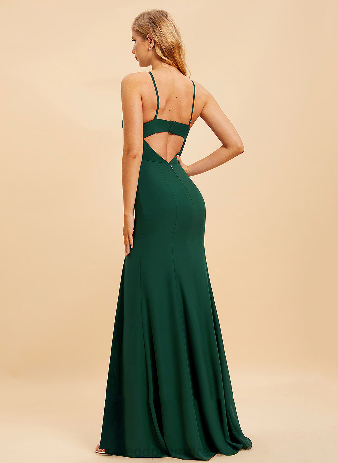 Silhouette HighNeck Fabric Neckline Length Embellishment SplitFront Trumpet/Mermaid Floor-Length Gwen Natural Waist Floor Length Bridesmaid Dresses