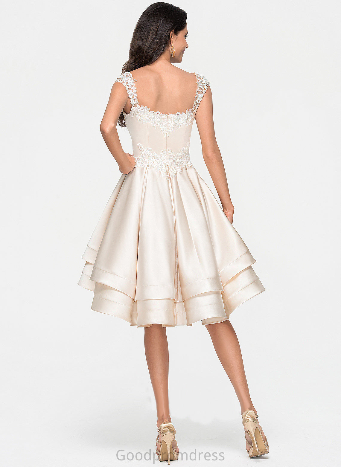 Satin Asymmetrical Lace Cascading With Homecoming Dresses Dress Quintina Ruffles Beading Homecoming Sweetheart A-Line