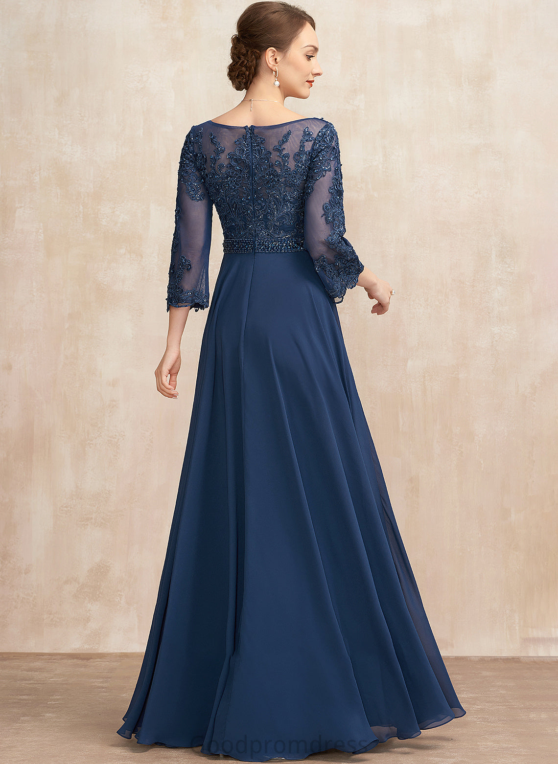 With Isabela V-neck Mother of the Bride Dresses Bride Floor-Length A-Line Beading the Lace Sequins of Dress Mother Chiffon