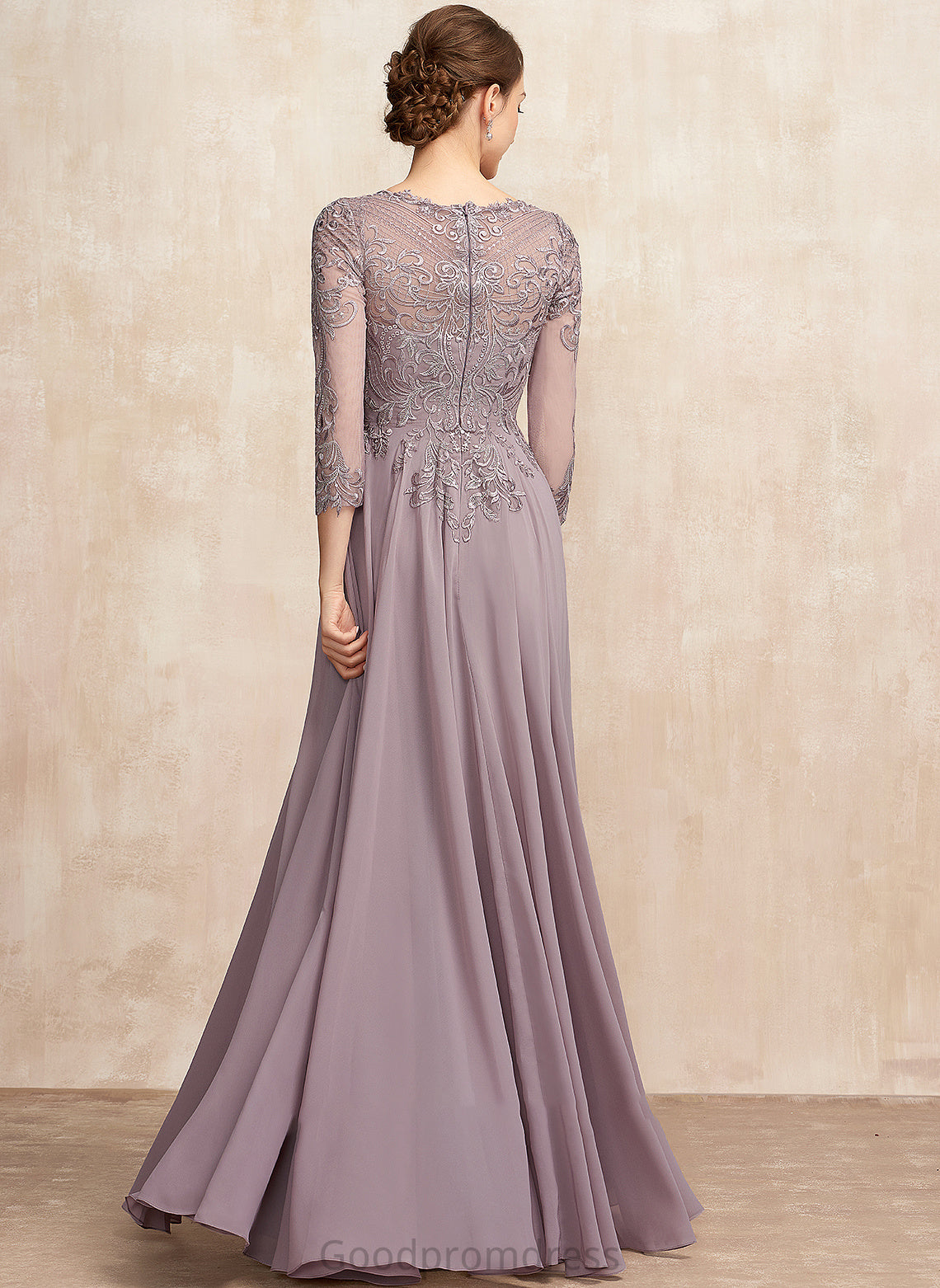 Mother of the Bride Dresses Scoop Neck Chiffon Dress Floor-Length Sequins With Bride of A-Line the Lace Mariam Mother