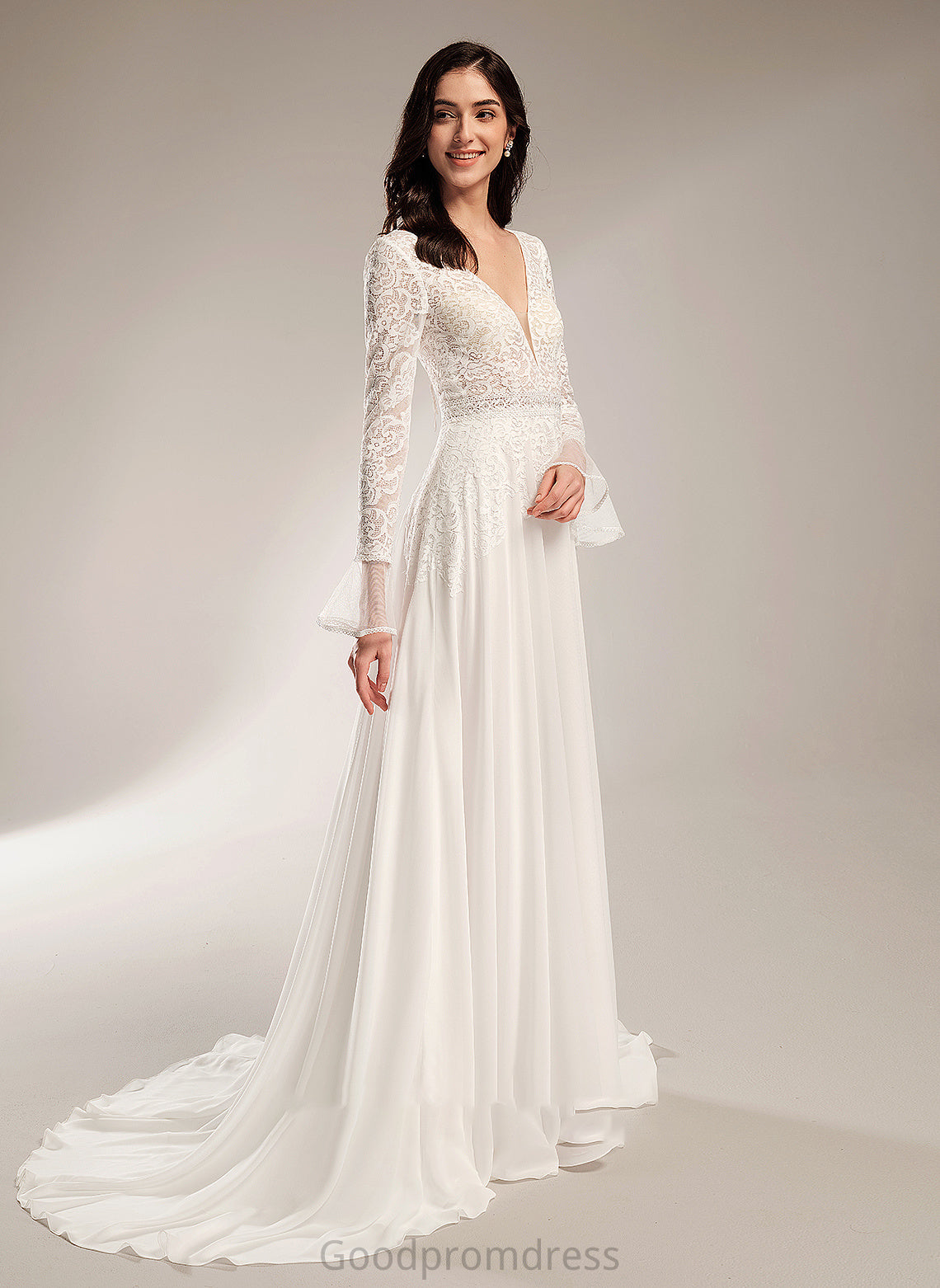 Wedding Dresses A-Line Train Wedding V-neck With Dress Charlee Ruffle Court