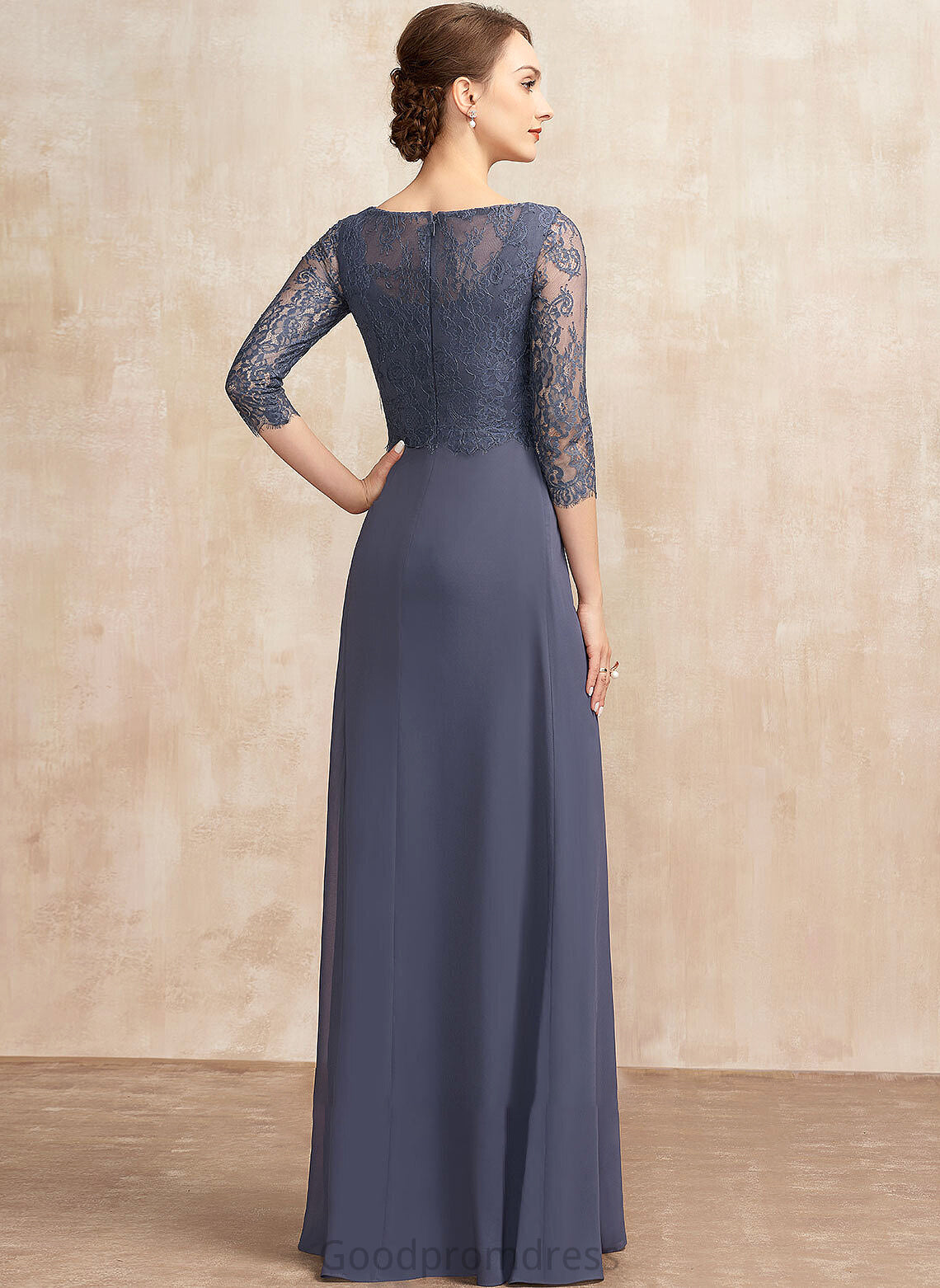 With Neck Lace Dress Mariela Scoop the Mother Floor-Length of A-Line Bride Chiffon Mother of the Bride Dresses Ruffle