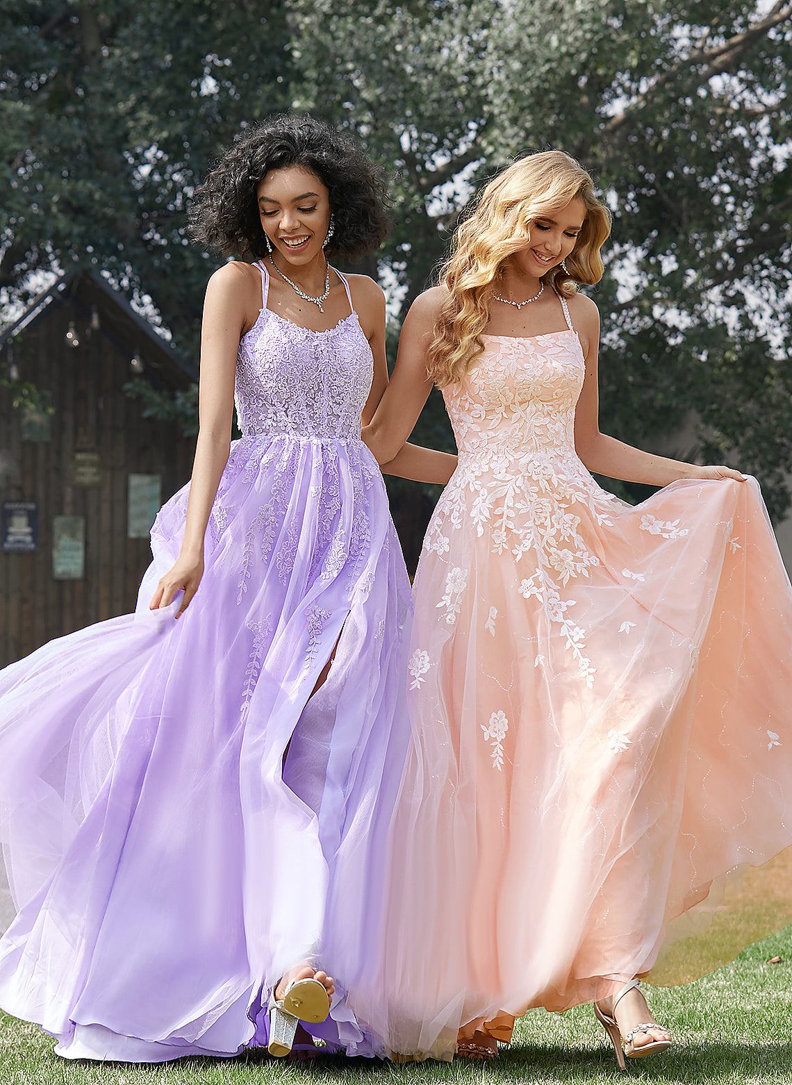 Square Lace Sequins Floor-Length Ball-Gown/Princess With Tulle Ayanna Prom Dresses