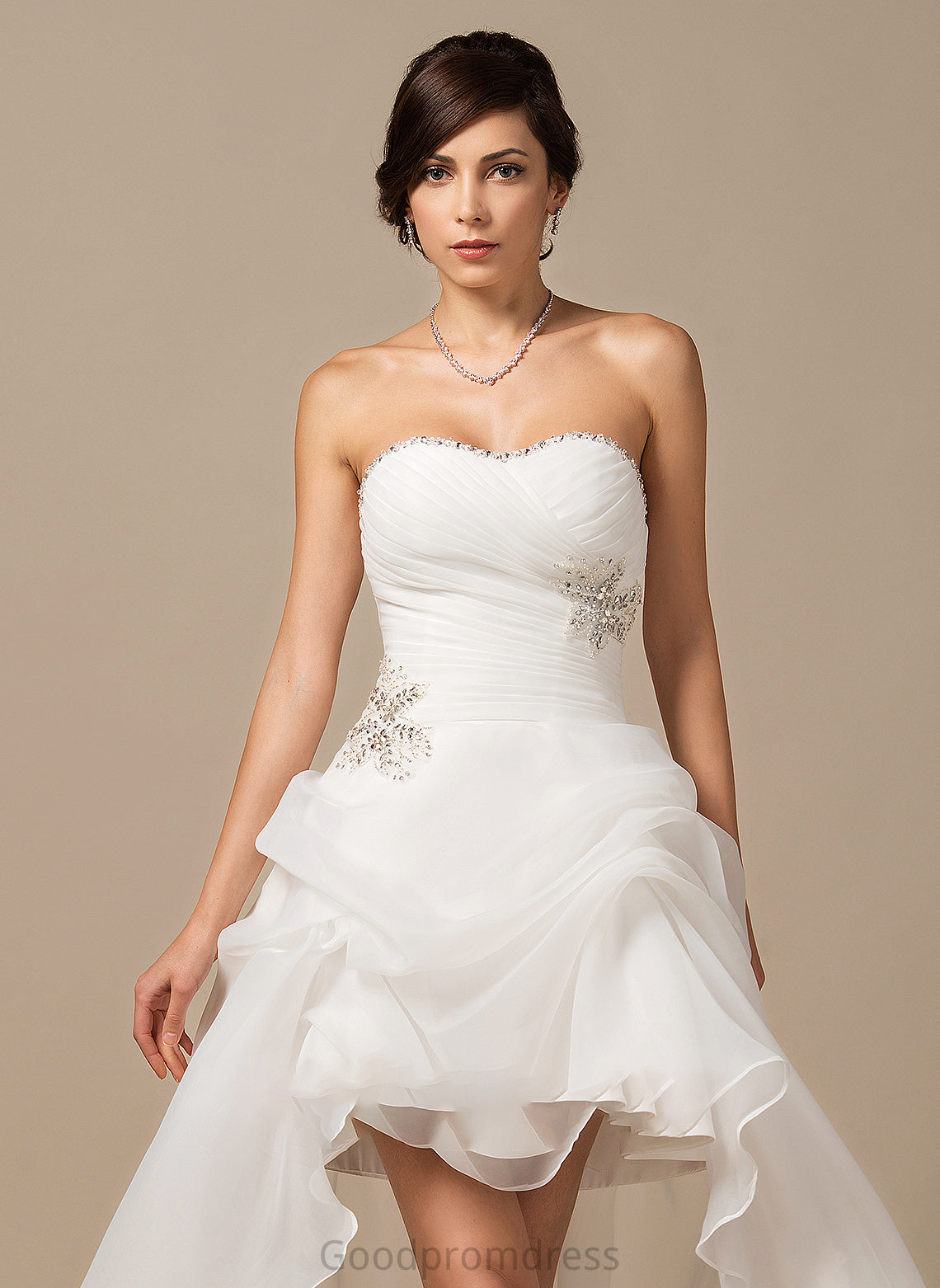 Asymmetrical With Felicity Ruffle Beading Dress Wedding Dresses Wedding Sweetheart Organza A-Line Sequins