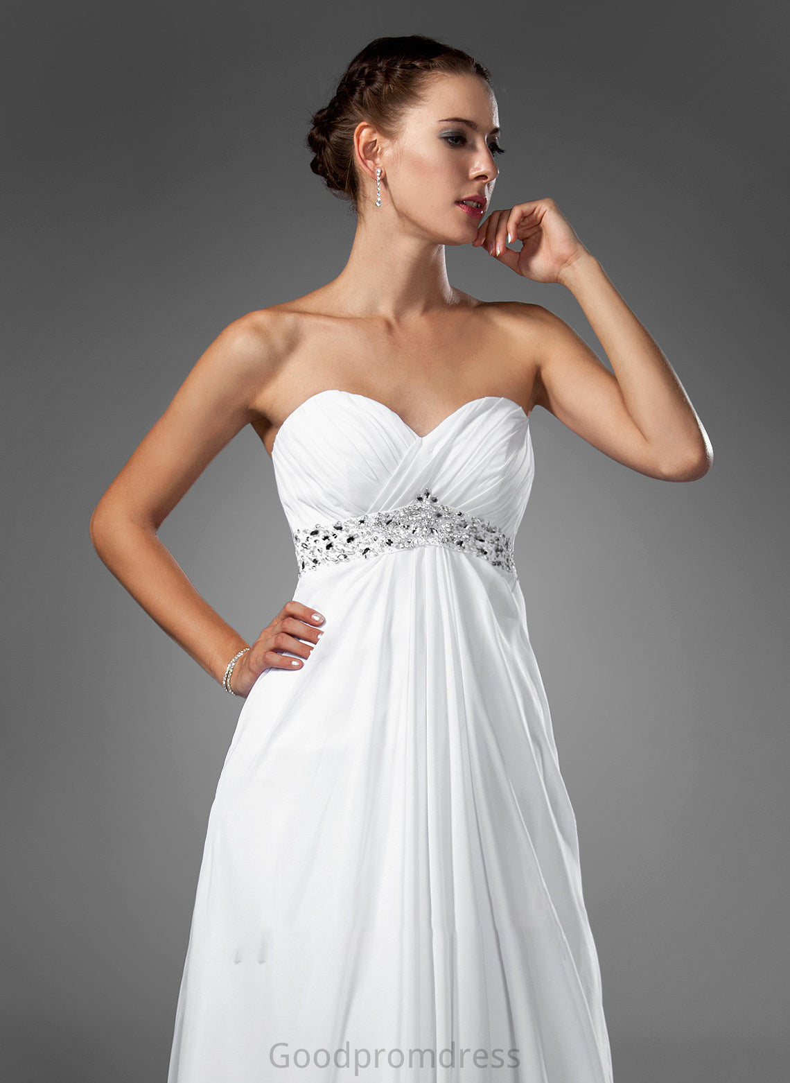 Train Ruffle Chiffon With Beading Wedding Dresses Sweep Dress Jade Wedding Empire Sweetheart