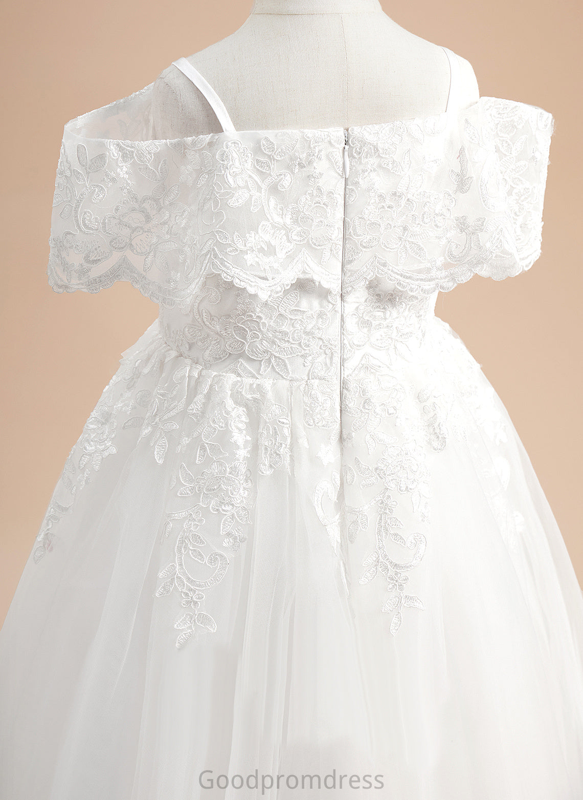 Lace Floor-length Sleeves Short With Tulle Girl Off-the-Shoulder Dress - Flower Flower Girl Dresses Ball-Gown/Princess Ryan