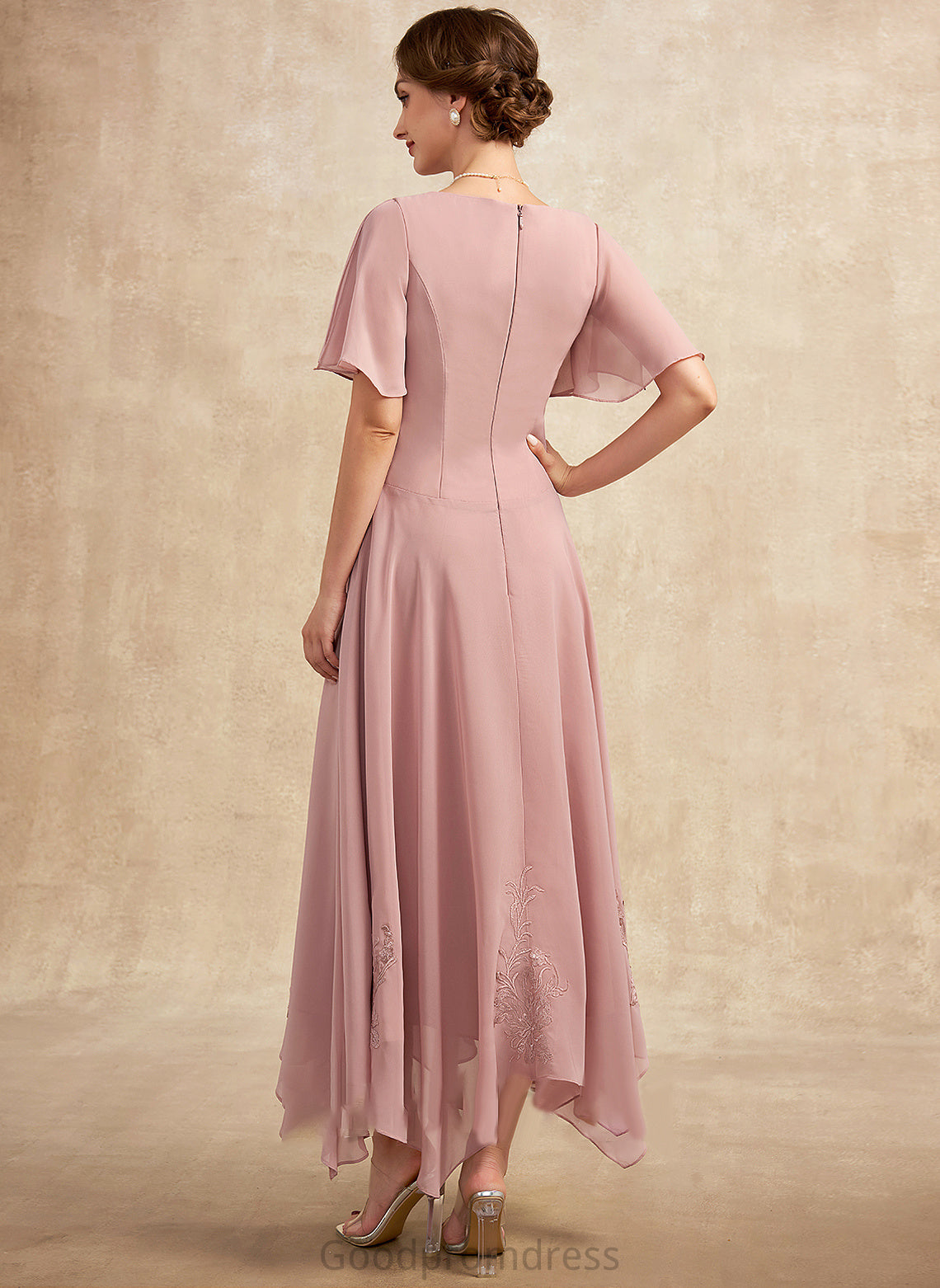 A-Line Ankle-Length the Mother of the Bride Dresses Dress Mother Chiffon of Cowl Fiona Bride Neck Lace