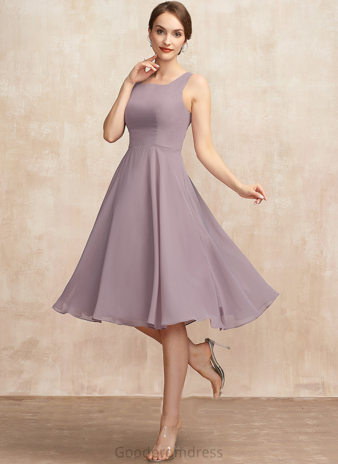 Bride Mother of the Bride Dresses Chiffon Neckline Square the Mother Arely Dress of Knee-Length A-Line