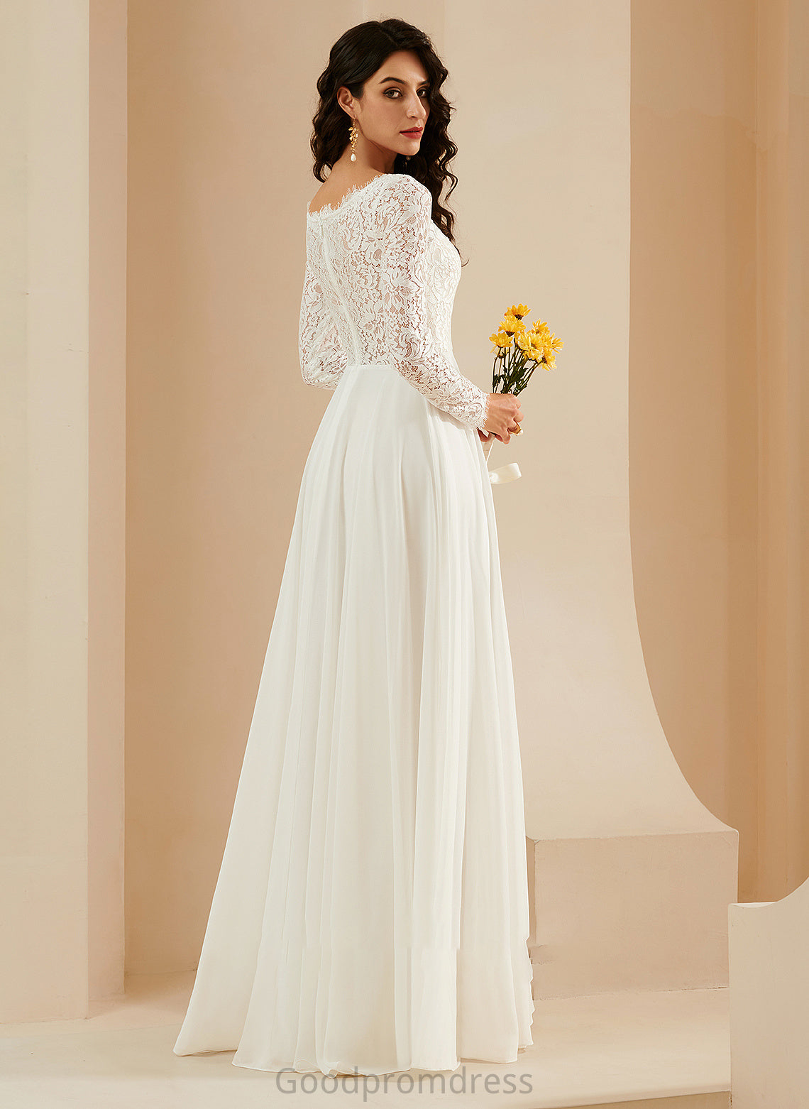 With Wedding Dresses A-Line Sweep Dress Stacy Lace Wedding Train V-neck