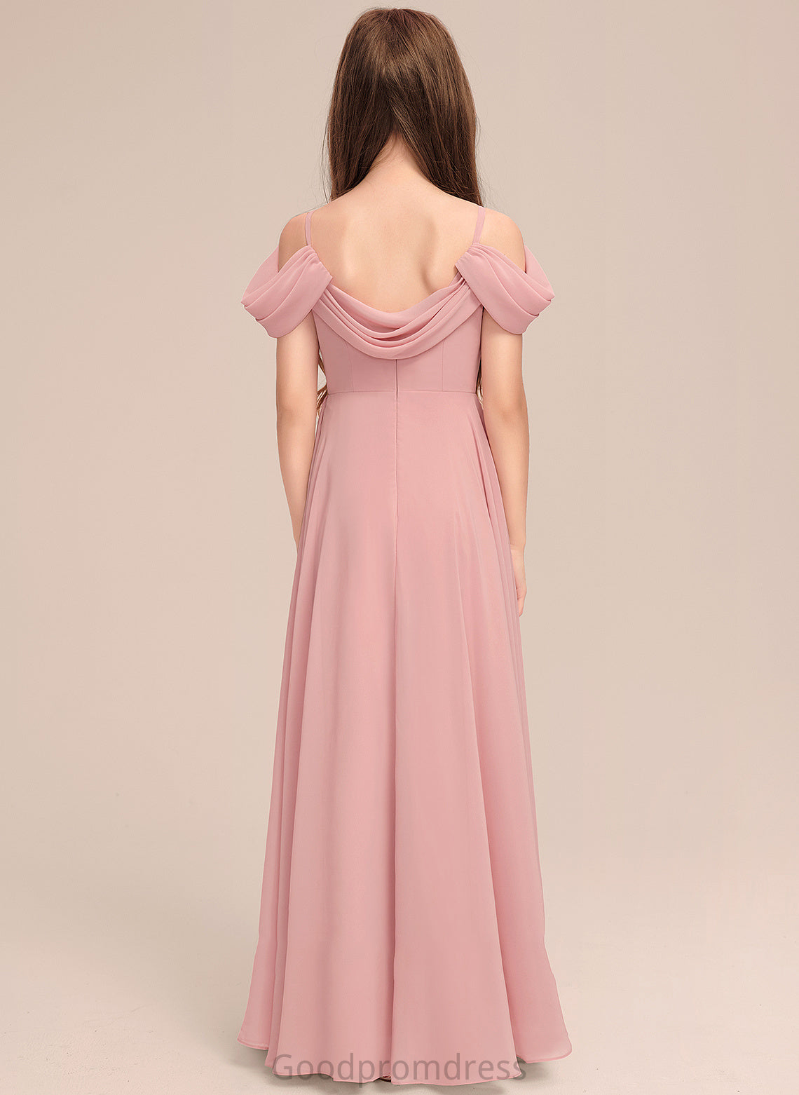 A-Line Floor-Length Ruffle With Chiffon Junior Bridesmaid Dresses V-neck Sierra