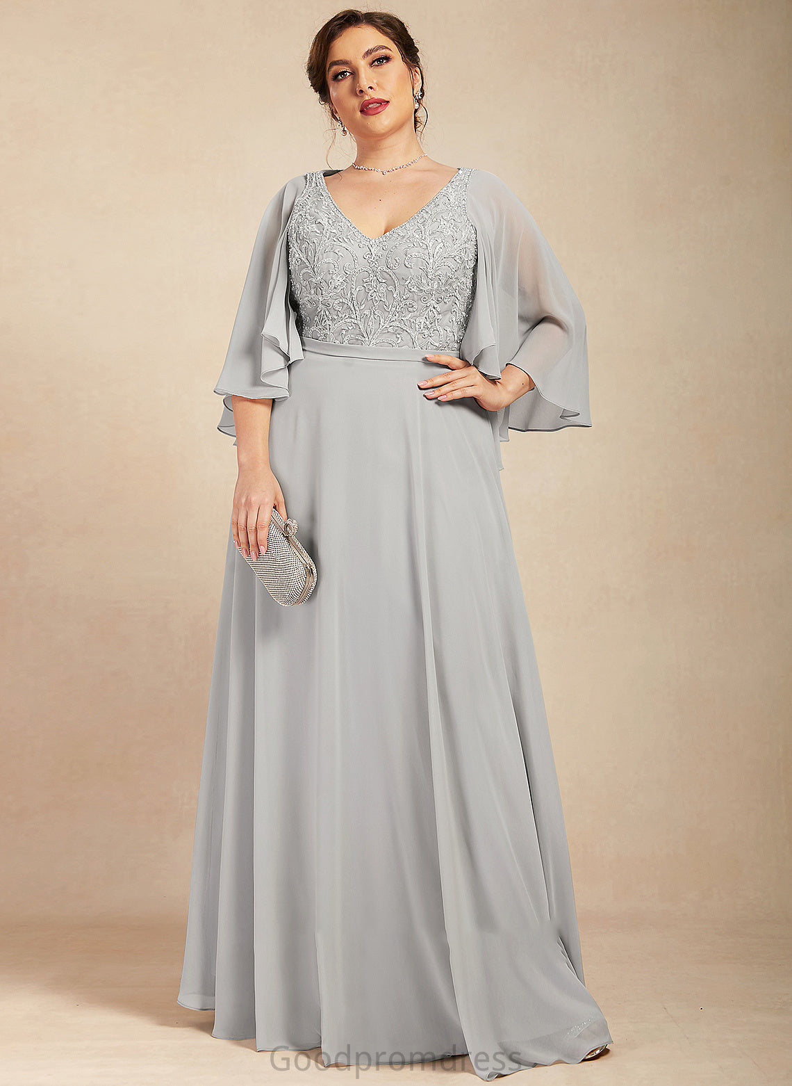 of Lace the With Eden Mother of the Bride Dresses Beading Mother Chiffon A-Line Bride Dress V-neck Floor-Length Sequins