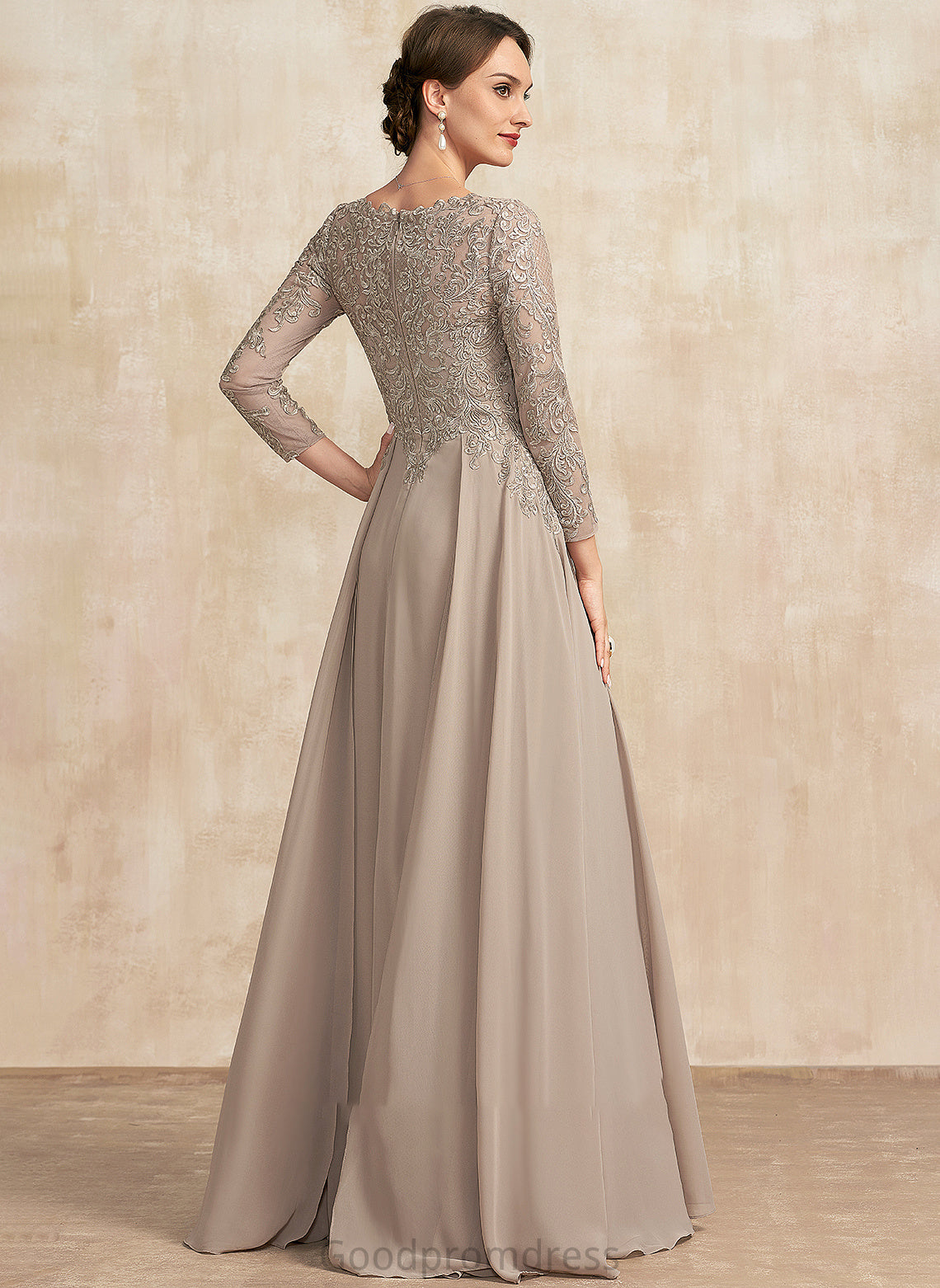 Floor-Length Dress Mother A-Line V-neck Lace Mother of the Bride Dresses of Chiffon Melany the Bride