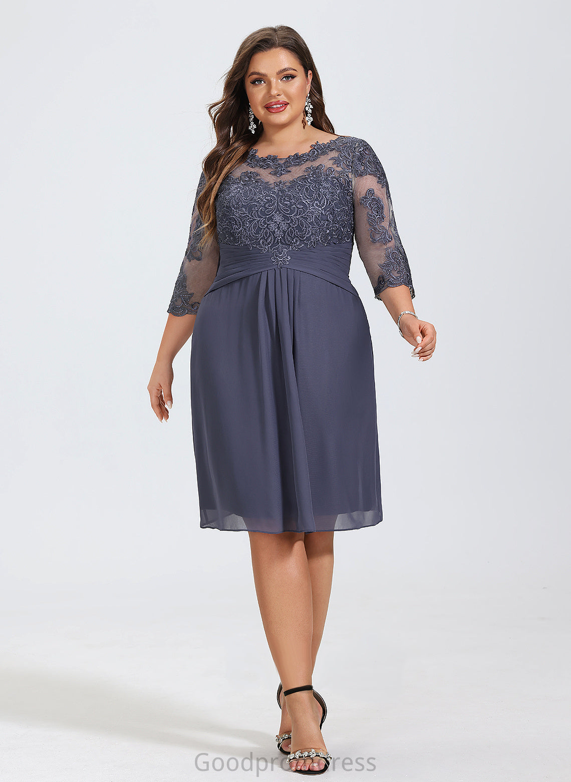 Neck Sheath/Column Essence Lace Cocktail Dresses Scoop Dress Cocktail Knee-Length Chiffon