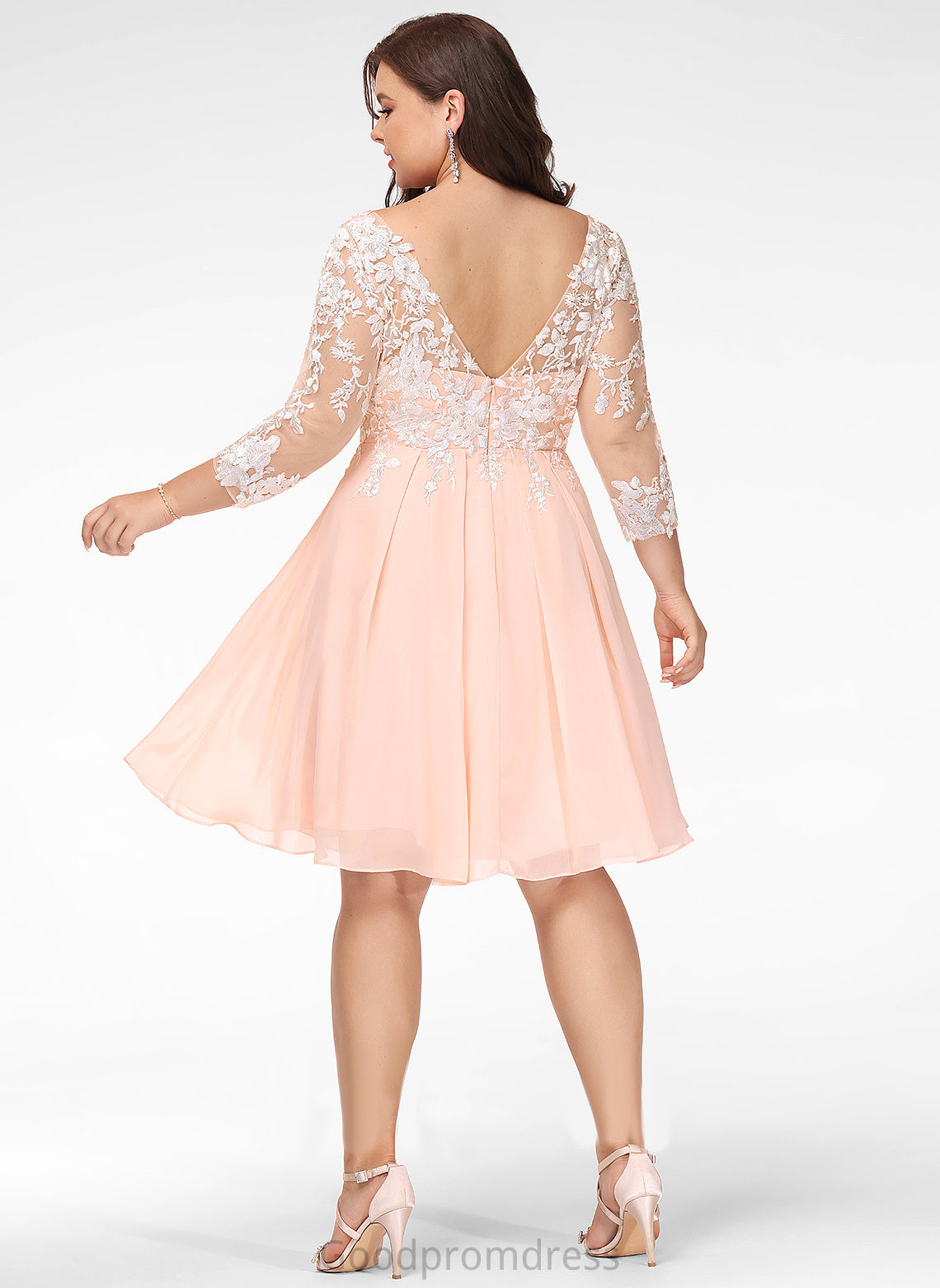 Dress With Cocktail Dresses Lace Scoop Knee-Length Lois Chiffon Cocktail A-Line Neck Lace