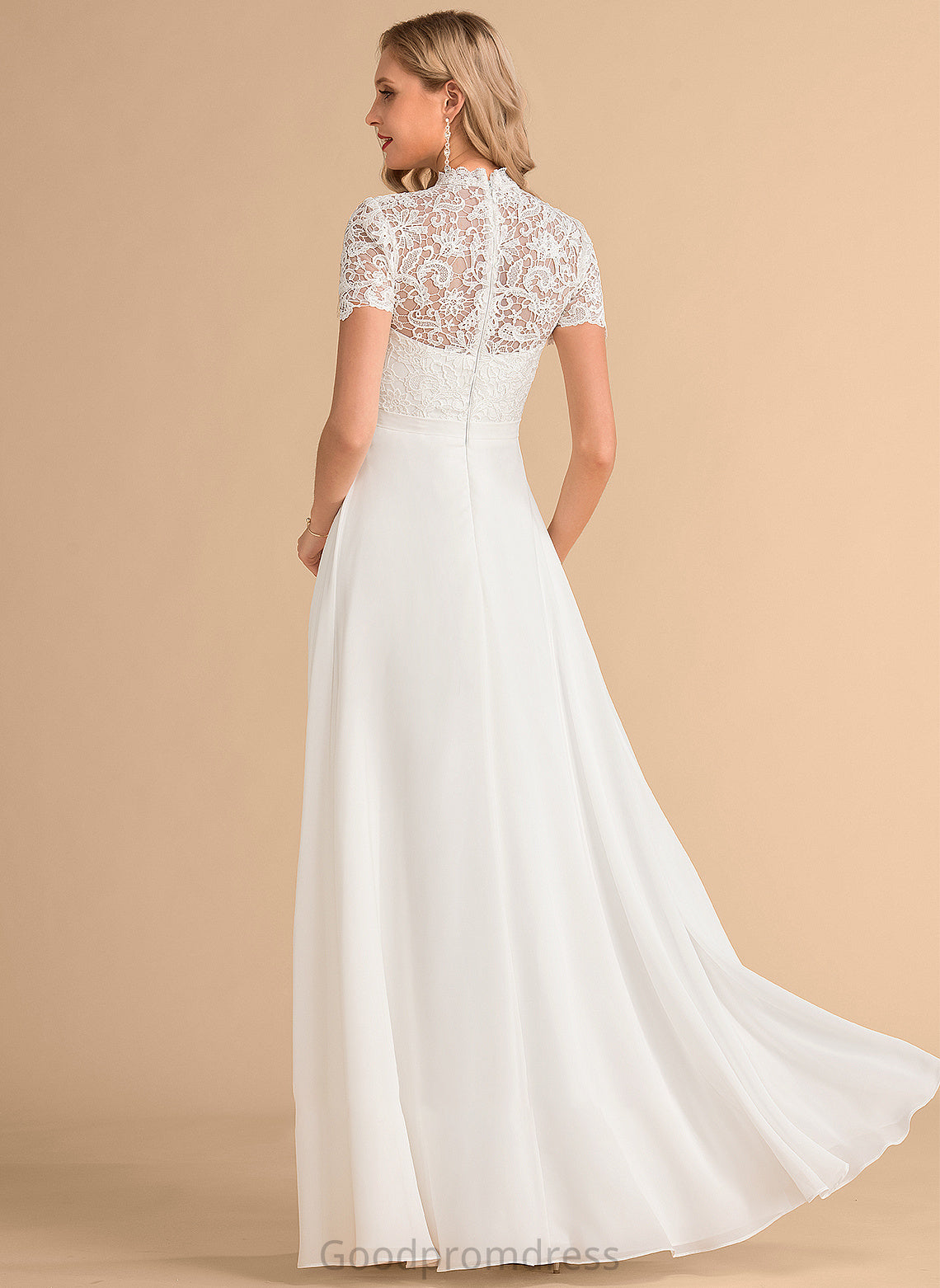 High Lace Dress A-Line Wedding Dresses Maliyah Neck Floor-Length Chiffon Wedding