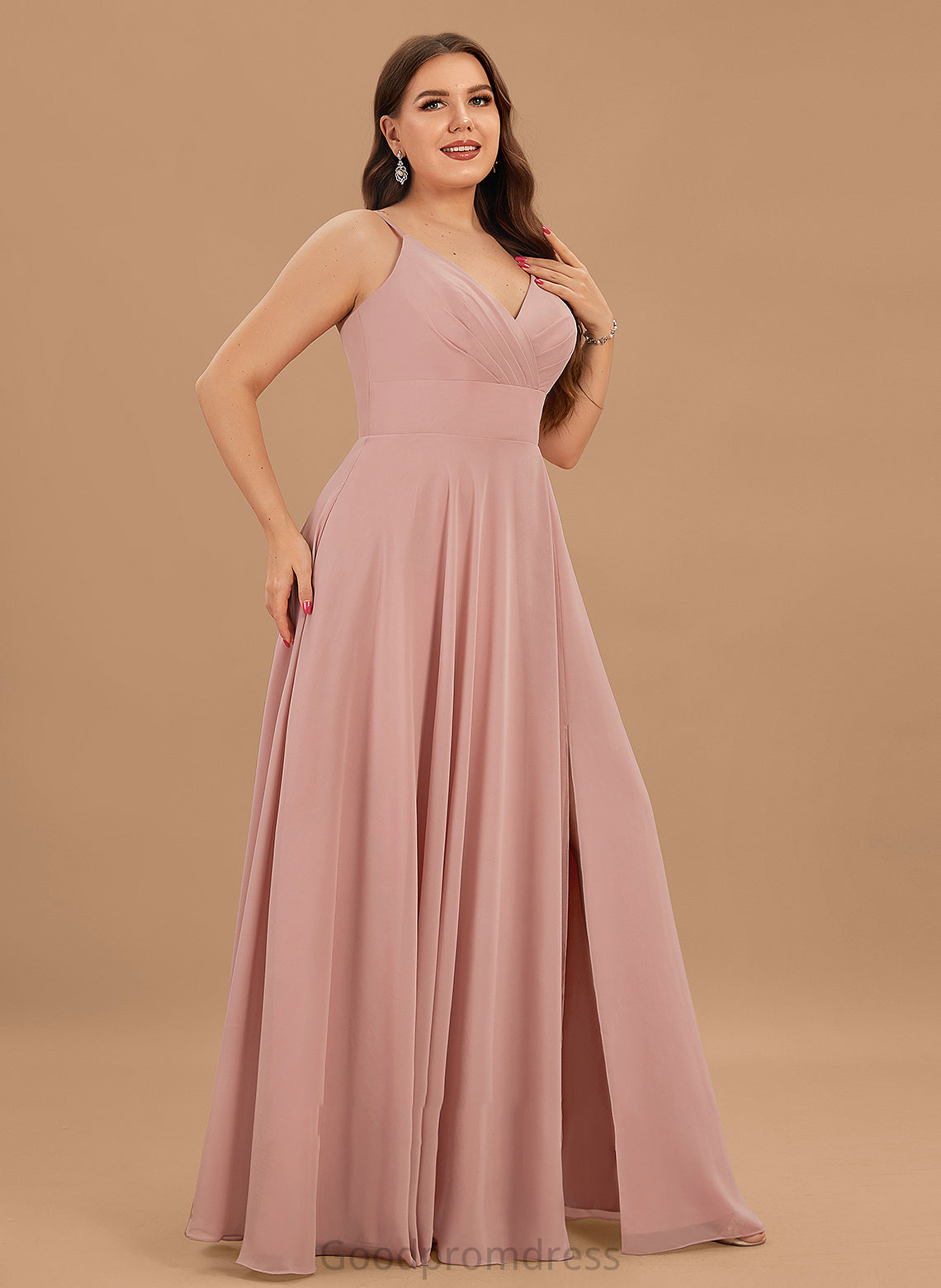 Prom Dresses Pockets Allyson Floor-Length Chiffon With A-Line Ruffle V-neck