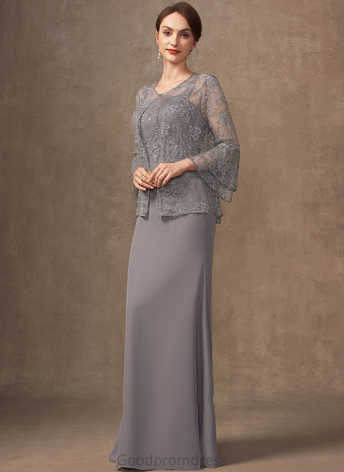 Bride of the Square Floor-Length Chiffon Mother Neckline Mother of the Bride Dresses Sheath/Column Lace Ciara Dress