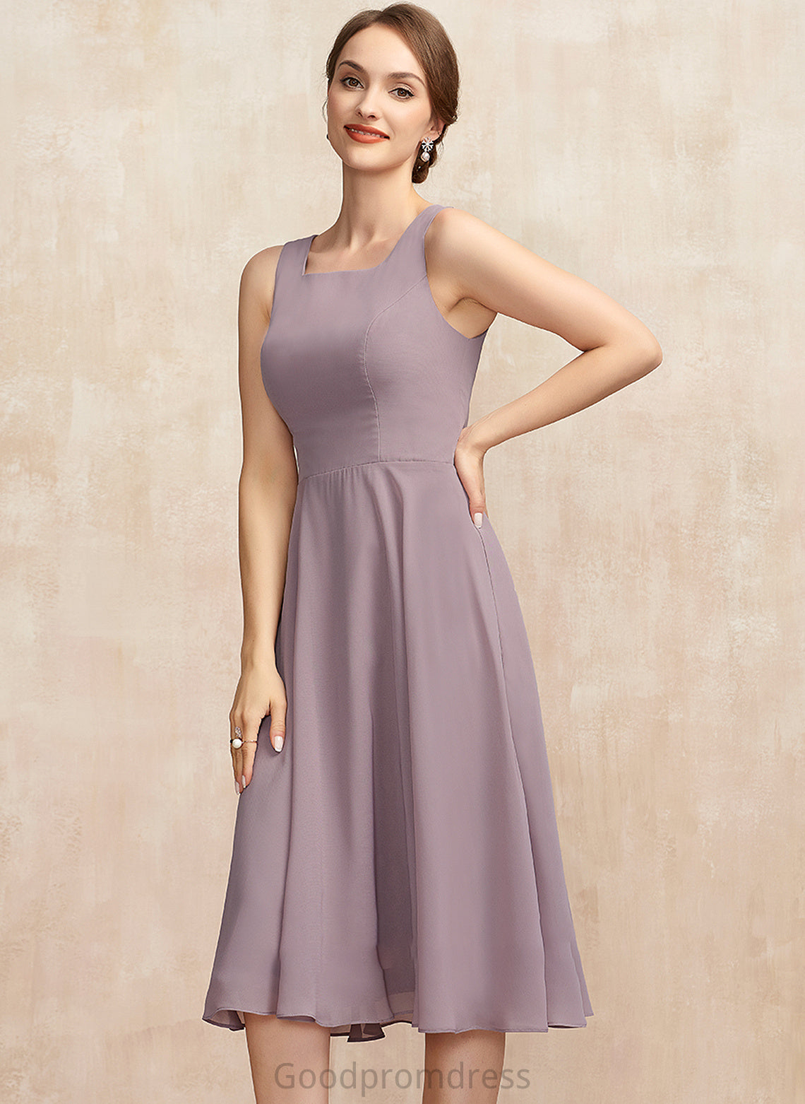 Bride Mother of the Bride Dresses Chiffon Neckline Square the Mother Arely Dress of Knee-Length A-Line