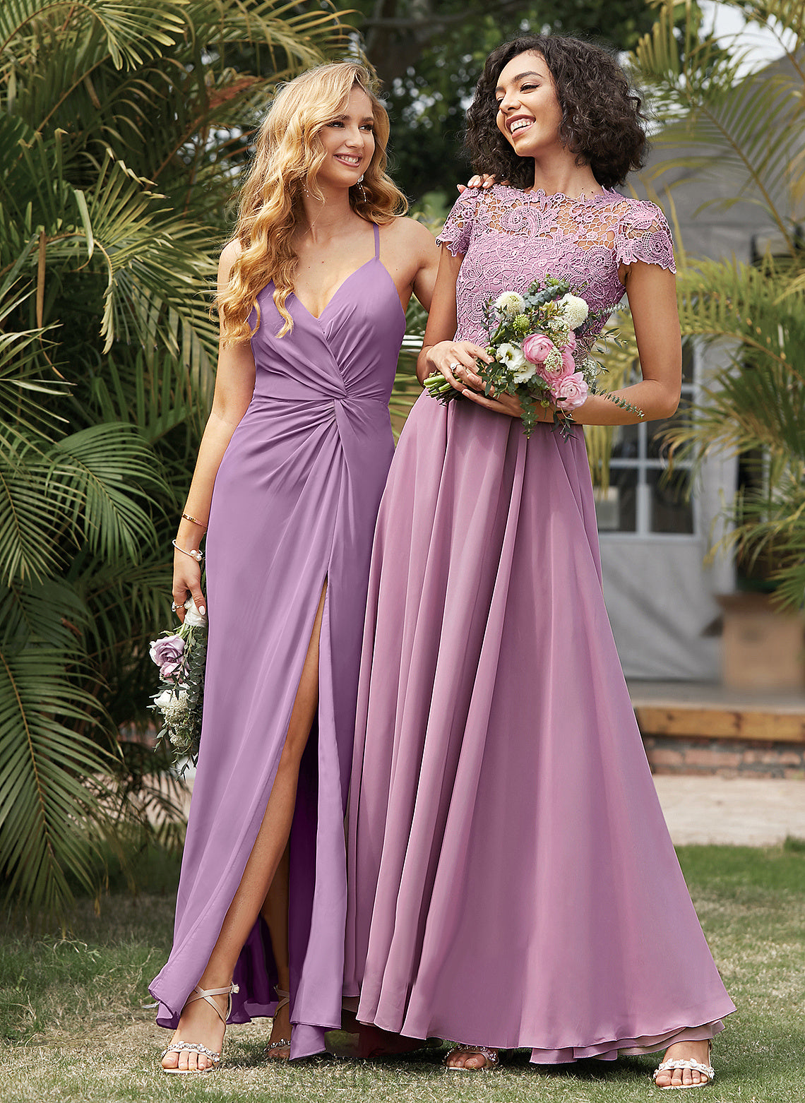 Scoop Floor-Length Pockets With A-Line Neck Liz Chiffon Prom Dresses Lace