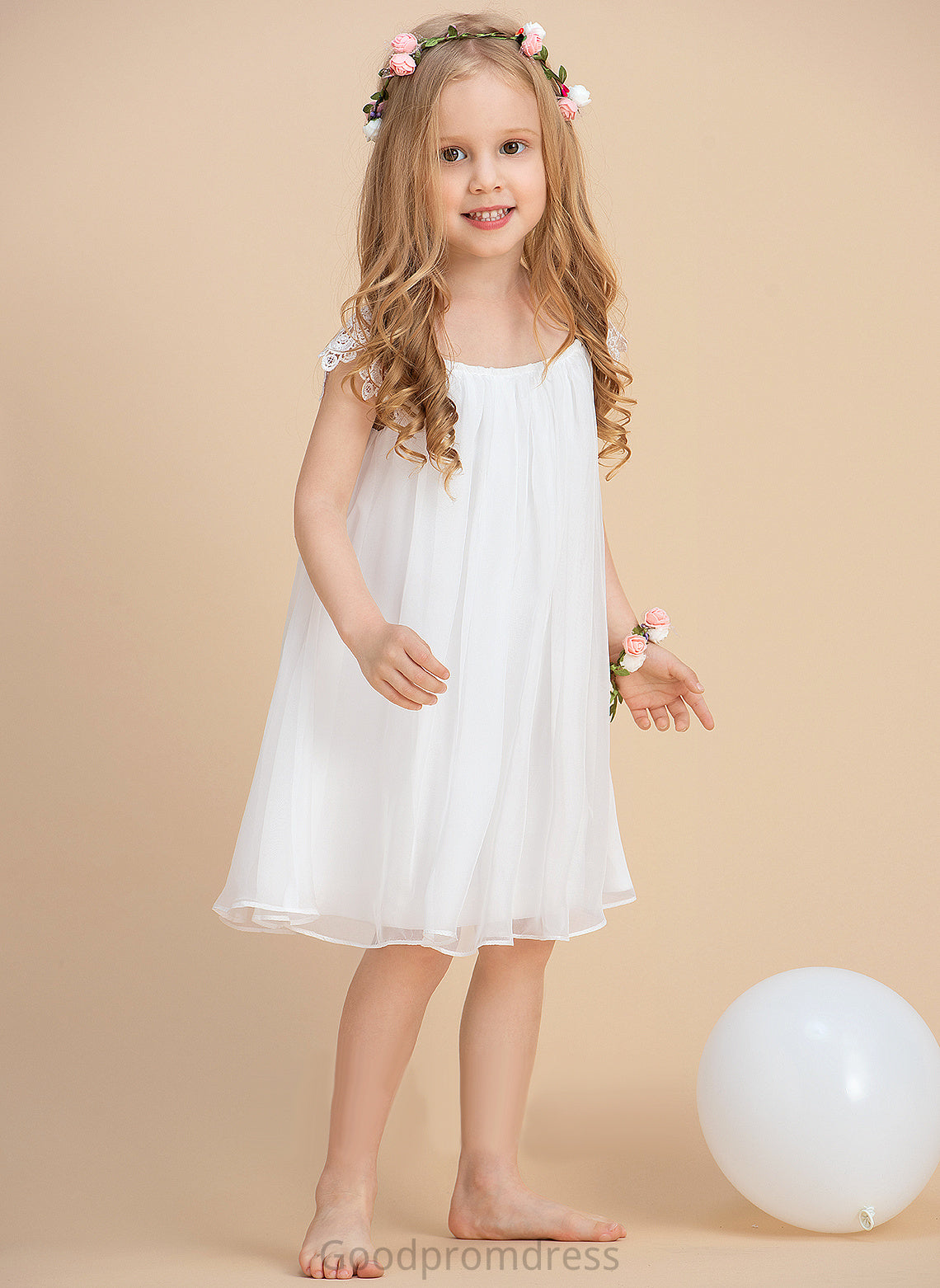 Scoop Neck Sleeveless Kelly Girl - Flower Girl Dresses Lace With Dress Flower Tea-length Chiffon A-Line/Princess