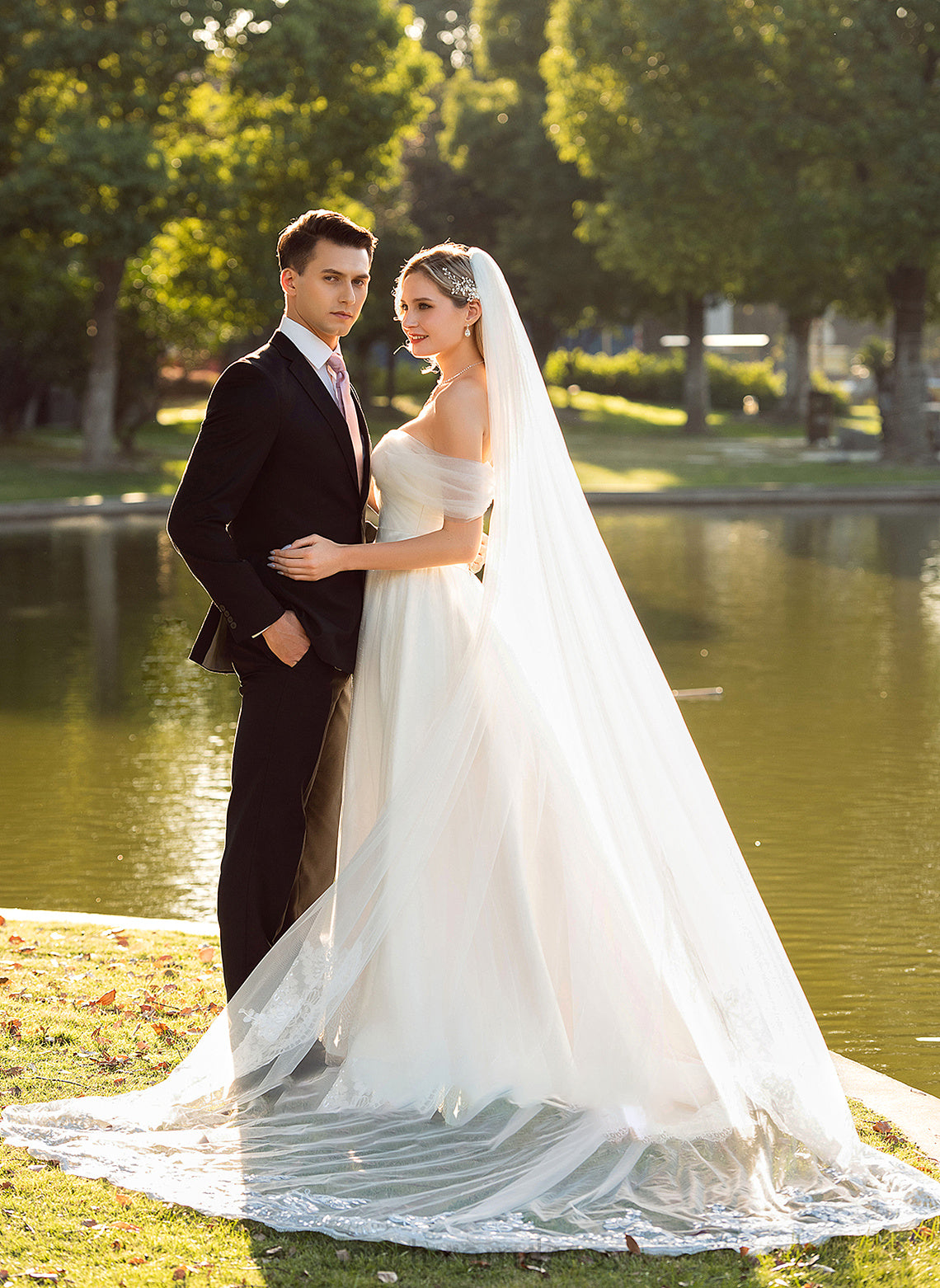 Dress Wedding Dresses Train Lace With Court Off-the-Shoulder Belinda Tulle Ball-Gown/Princess Ruffle Wedding