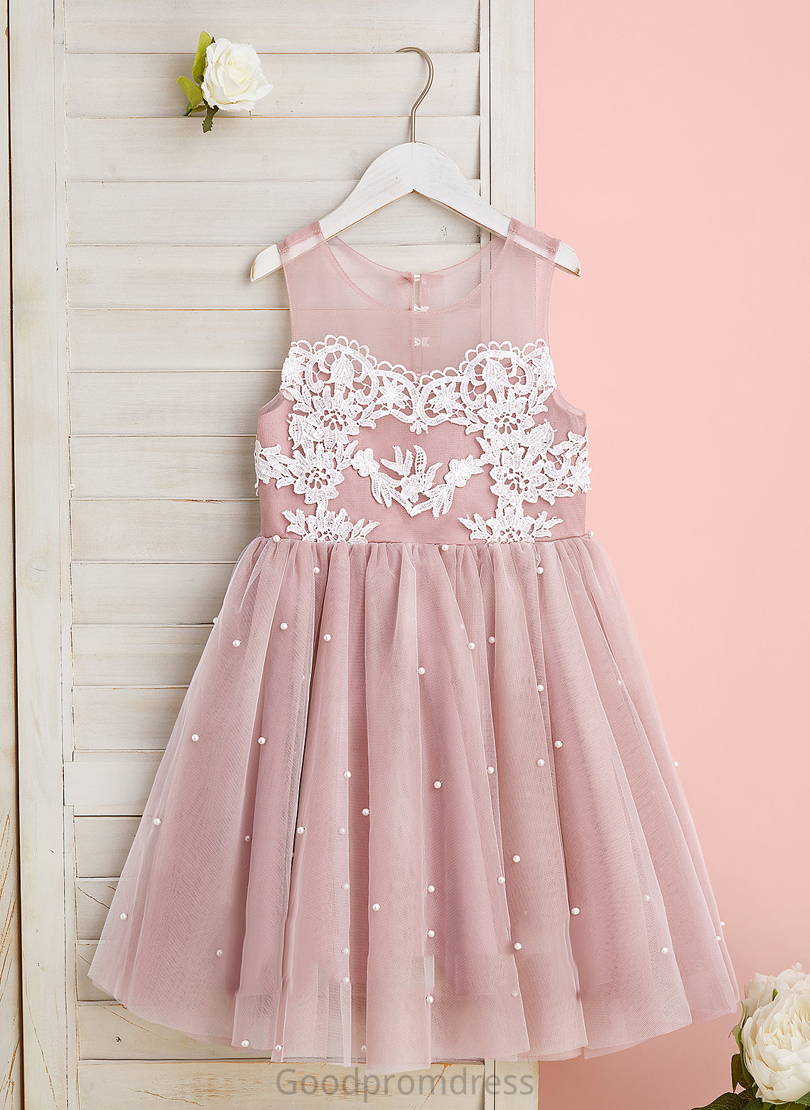 Girl - With Sleeveless Neck Dress Flower Girl Dresses Tulle Carolina A-Line Flower Lace/Beading Knee-length Scoop